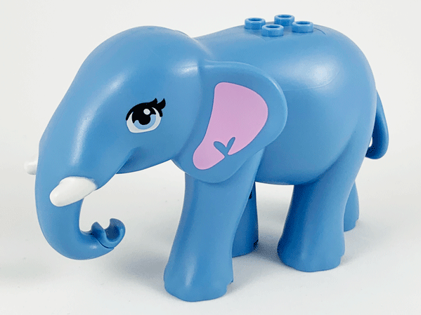 LEGO® 67150c01pb01 Elephant, Friends Style with Bright Light Blue Eyes with Eyelashes, Bright Pink Inner Ears and White Tusks Pattern