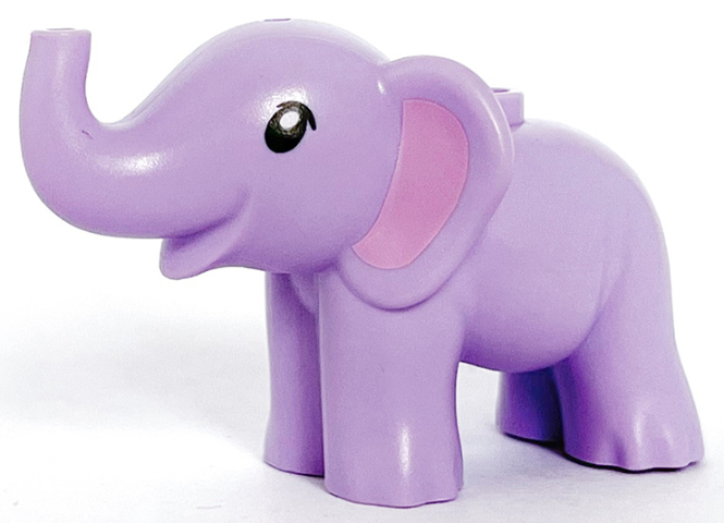 LEGO® 67153pb01 Elephant, Friends Style, Baby with Black Eyes and Bright Pink Inner Ears Pattern