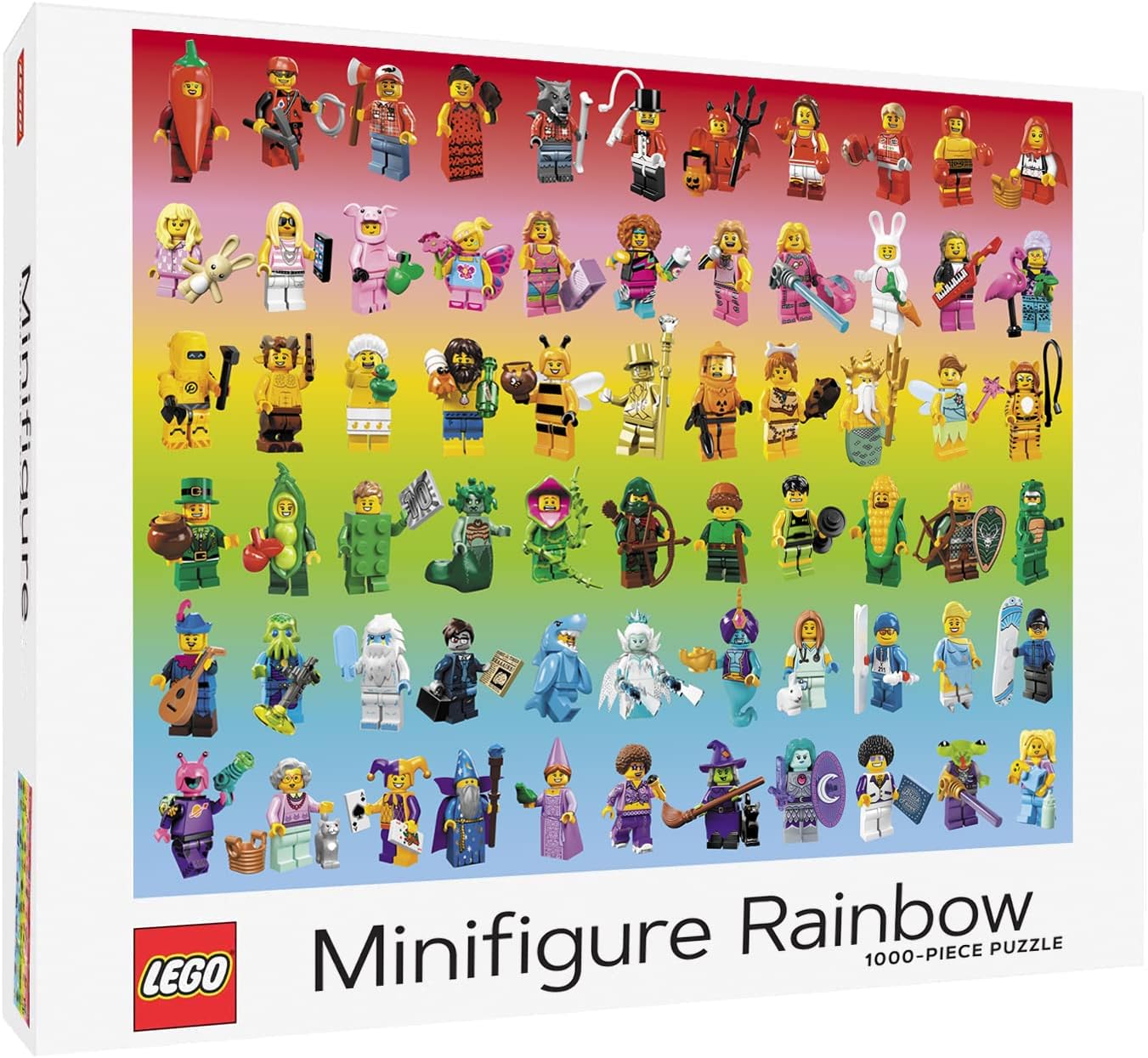 “LEGO Minifigure Rainbow Puzzle completed image colorful display”