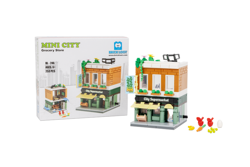 Brickloot Mini City - Grocery Store Brick Set