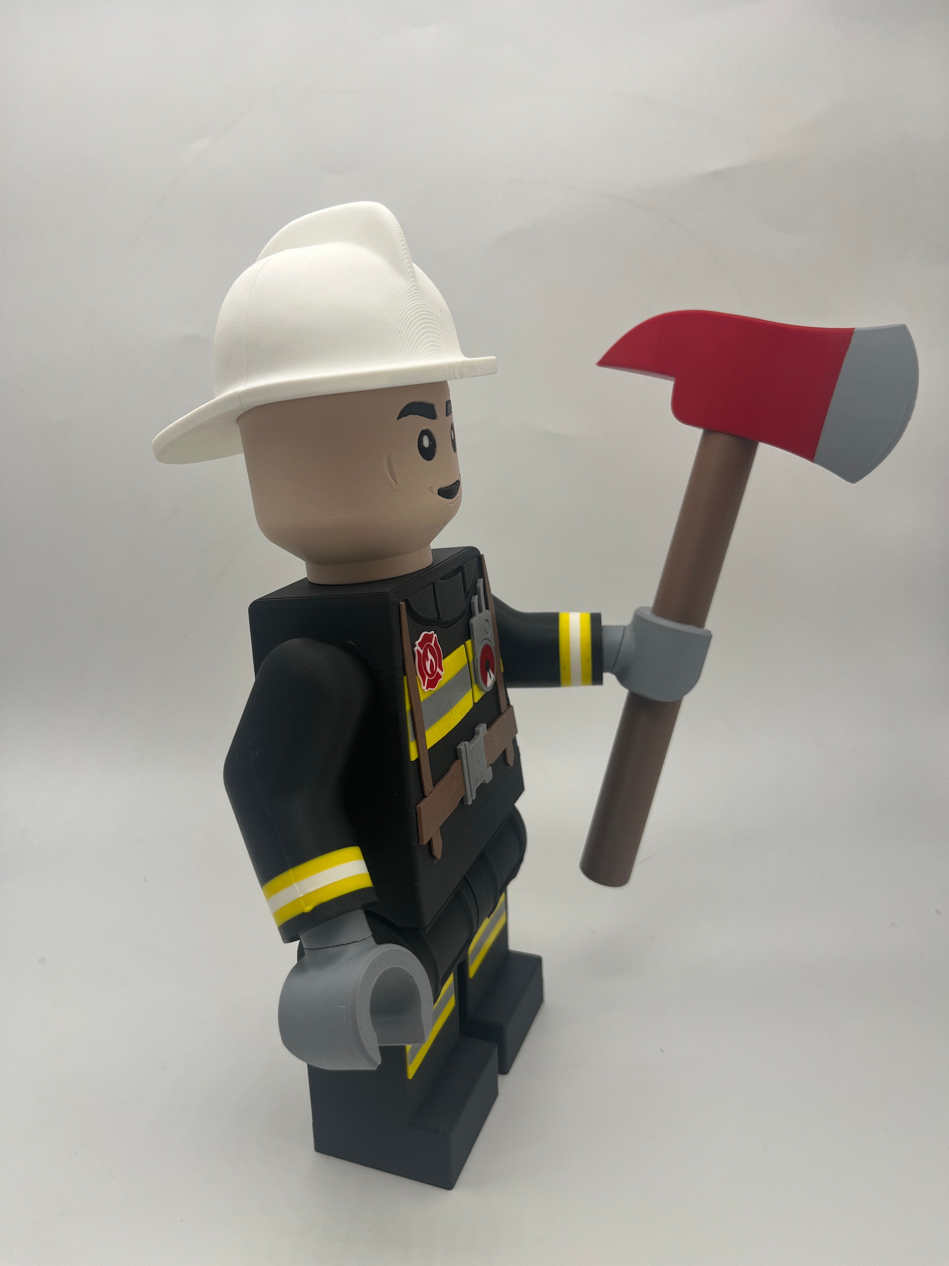 3D Printed Fire Fighter Large Scale 8.5"- 9.5" Minifigure