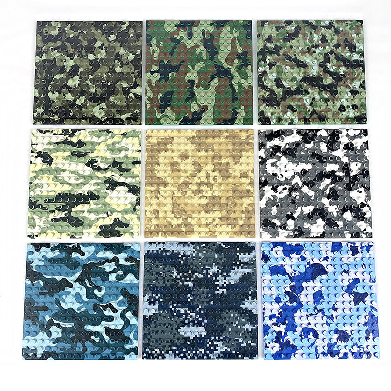 Generic Brick Compatible 16x16 Camouflage Baseplate – 5" x 5" | Desert, Jungle & Snow Patterns