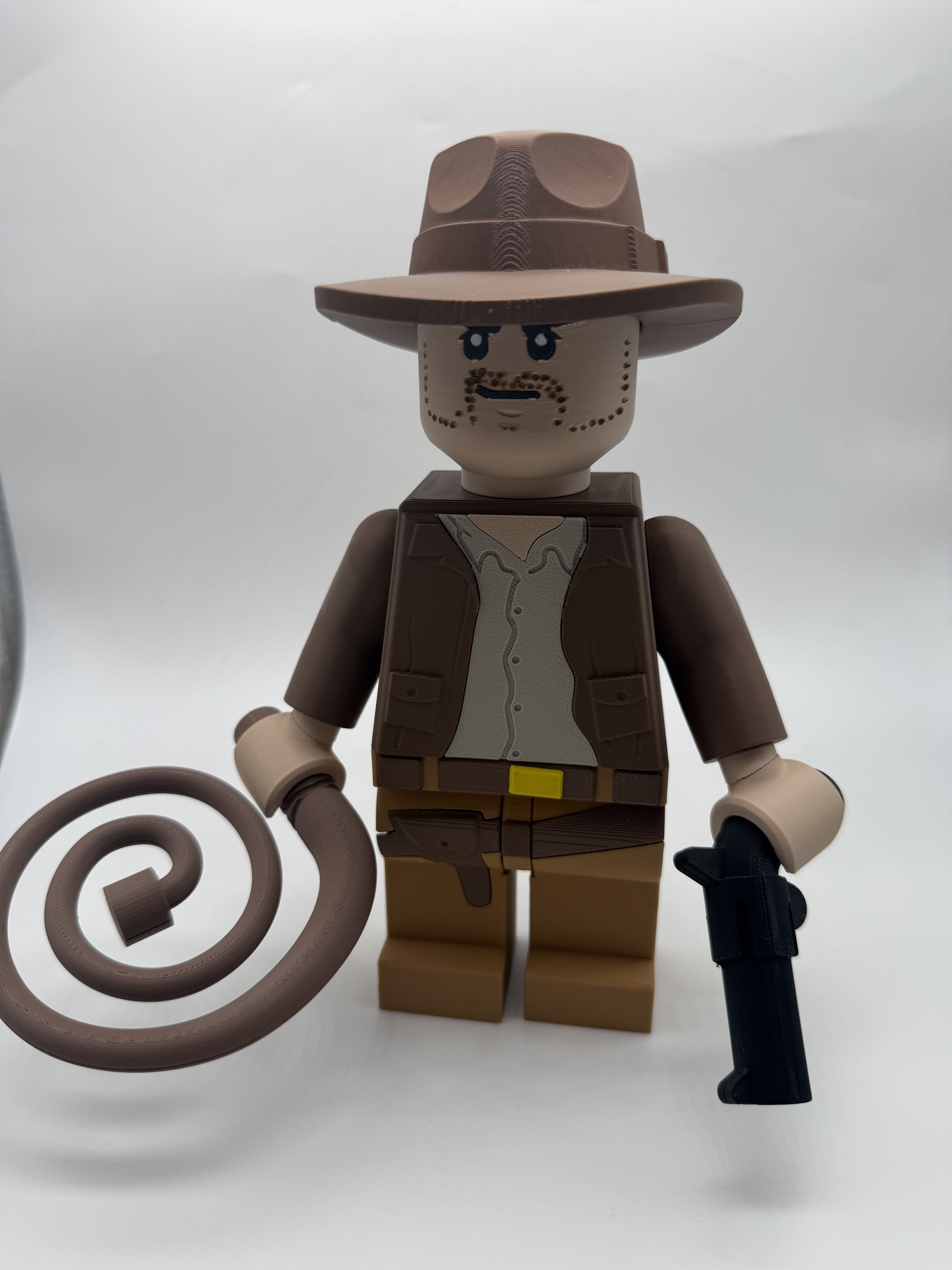 3D Printed Indiana Jones Large Scale 8.5"- 9.5" Minifigure