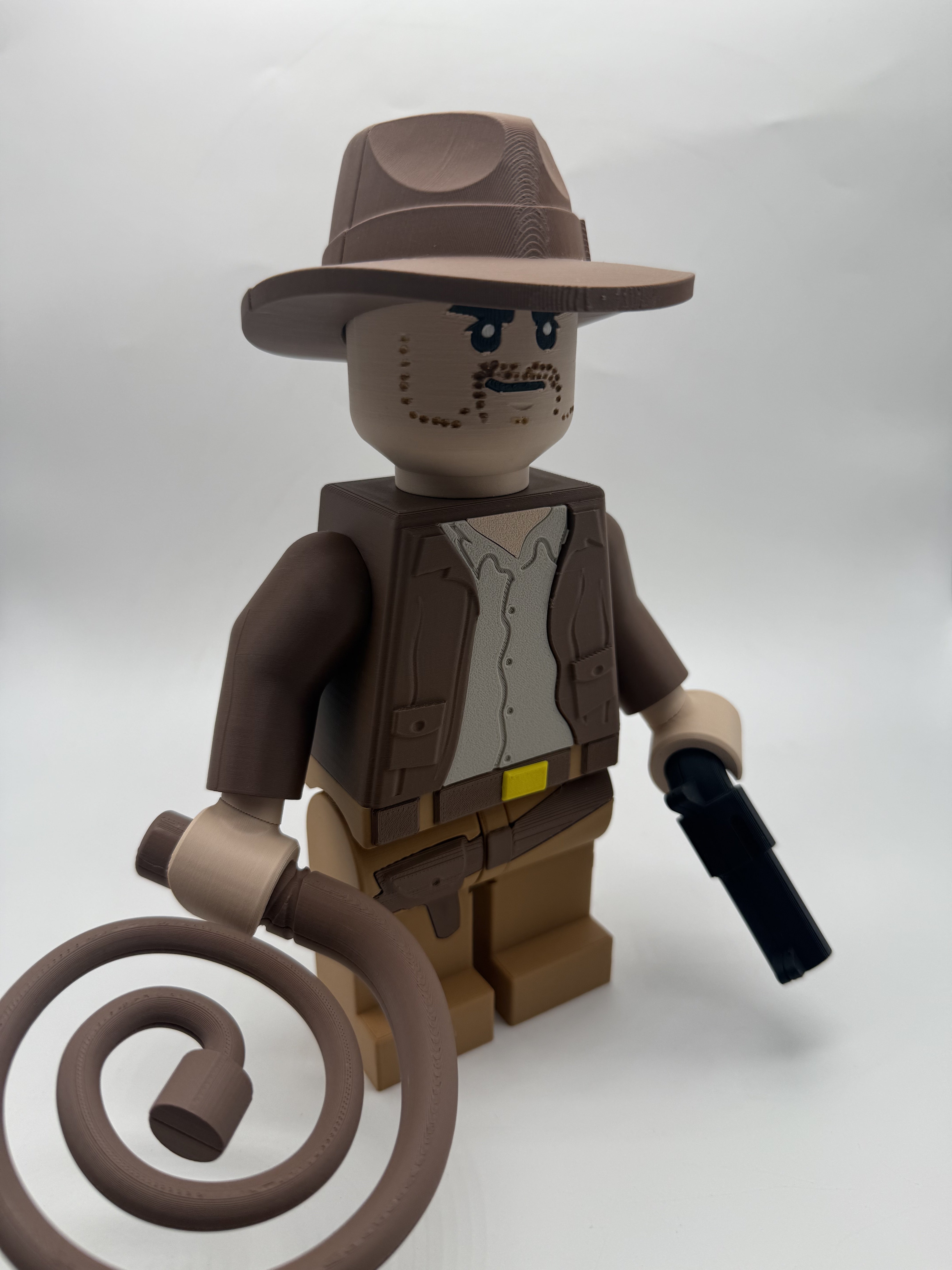 3D Printed Indiana Jones Large Scale 8.5"- 9.5" Minifigure