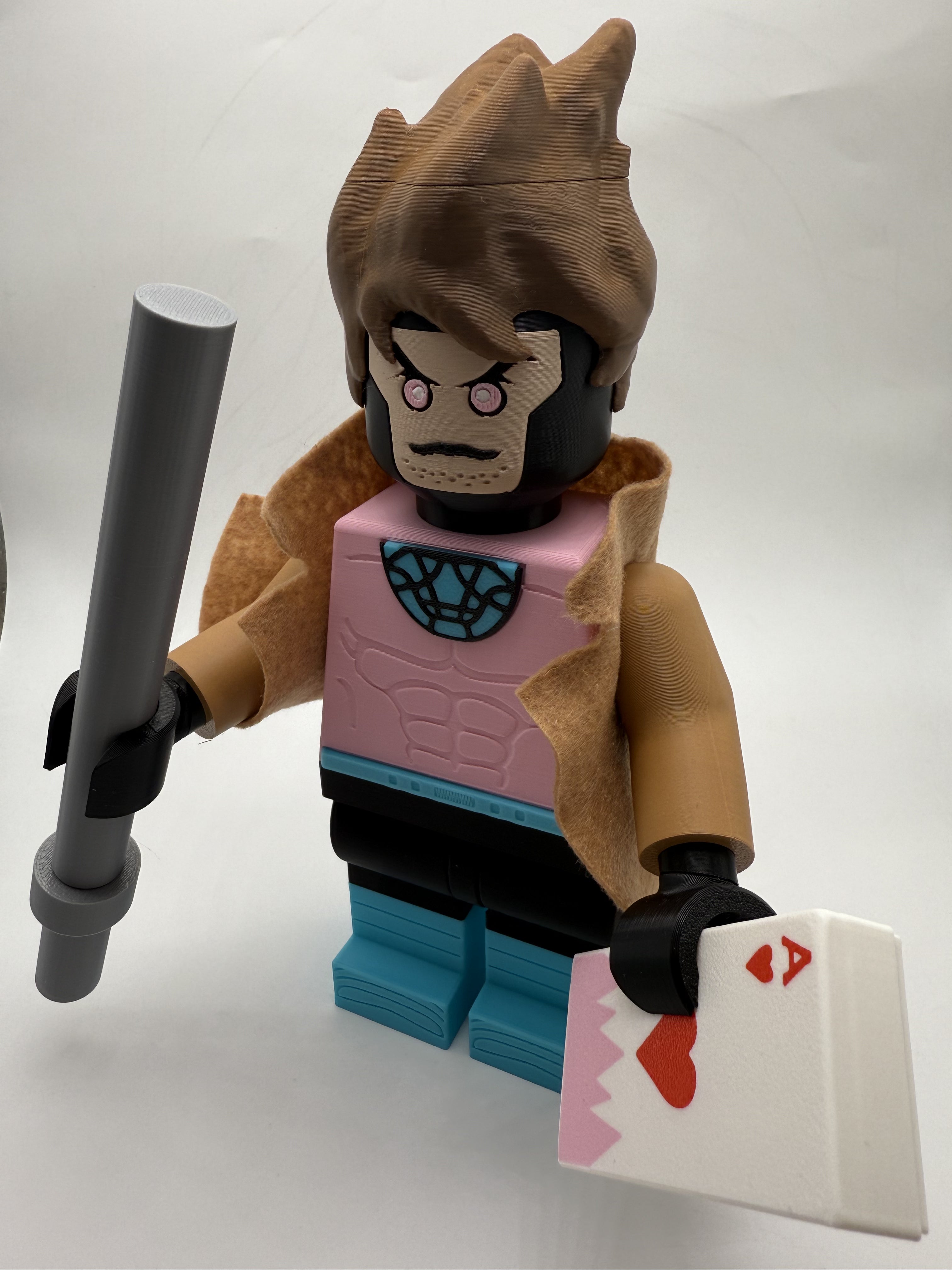 3D Printed Marvel Gambit Large Scale 8.5"- 9.5" Minifigure