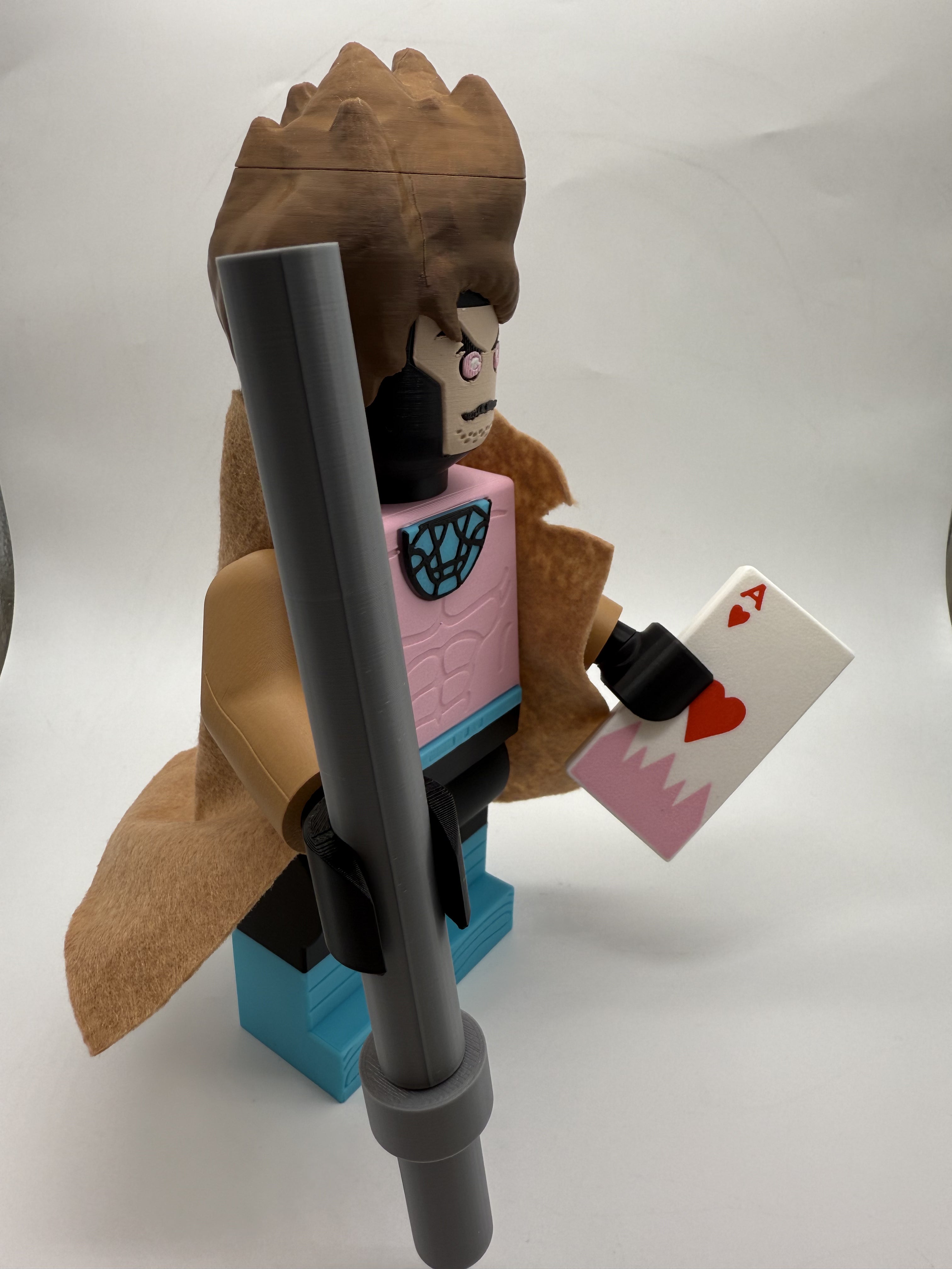 3D Printed Marvel Gambit Large Scale 8.5"- 9.5" Minifigure