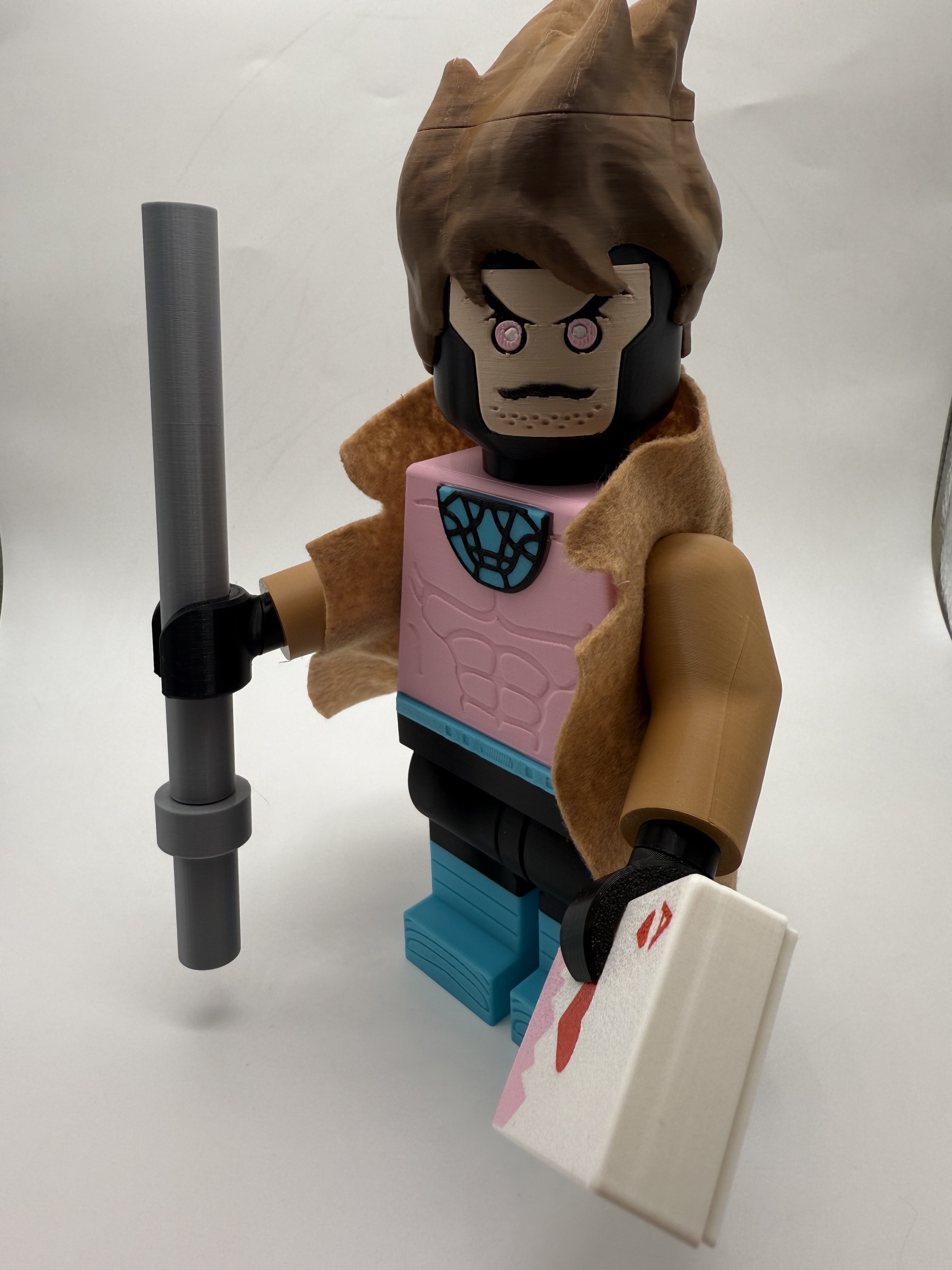 3D Printed Marvel Gambit Large Scale 8.5"- 9.5" Minifigure