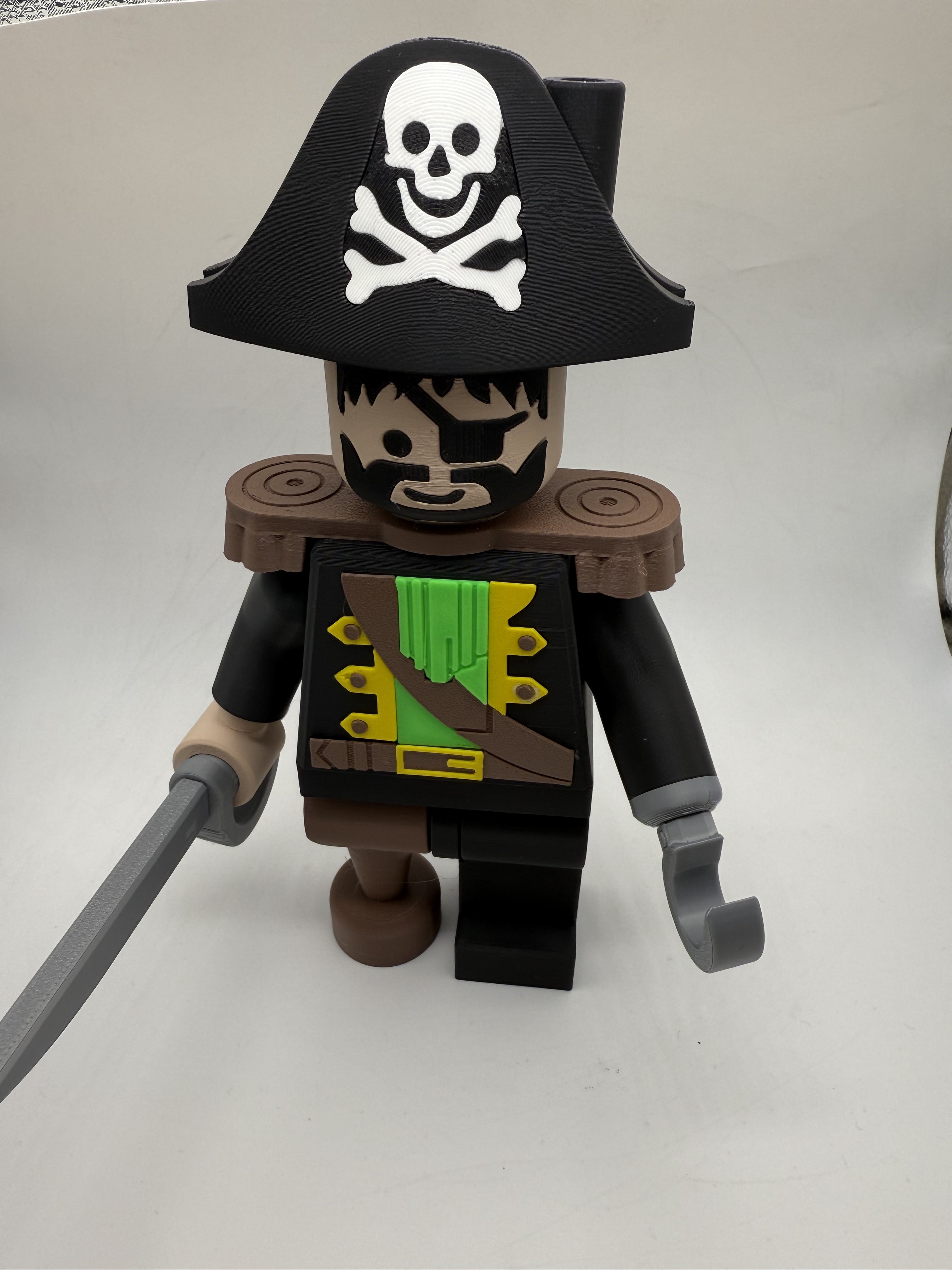 3D Printed Pirate Large Scale 8.5"- 9.5" Minifigure