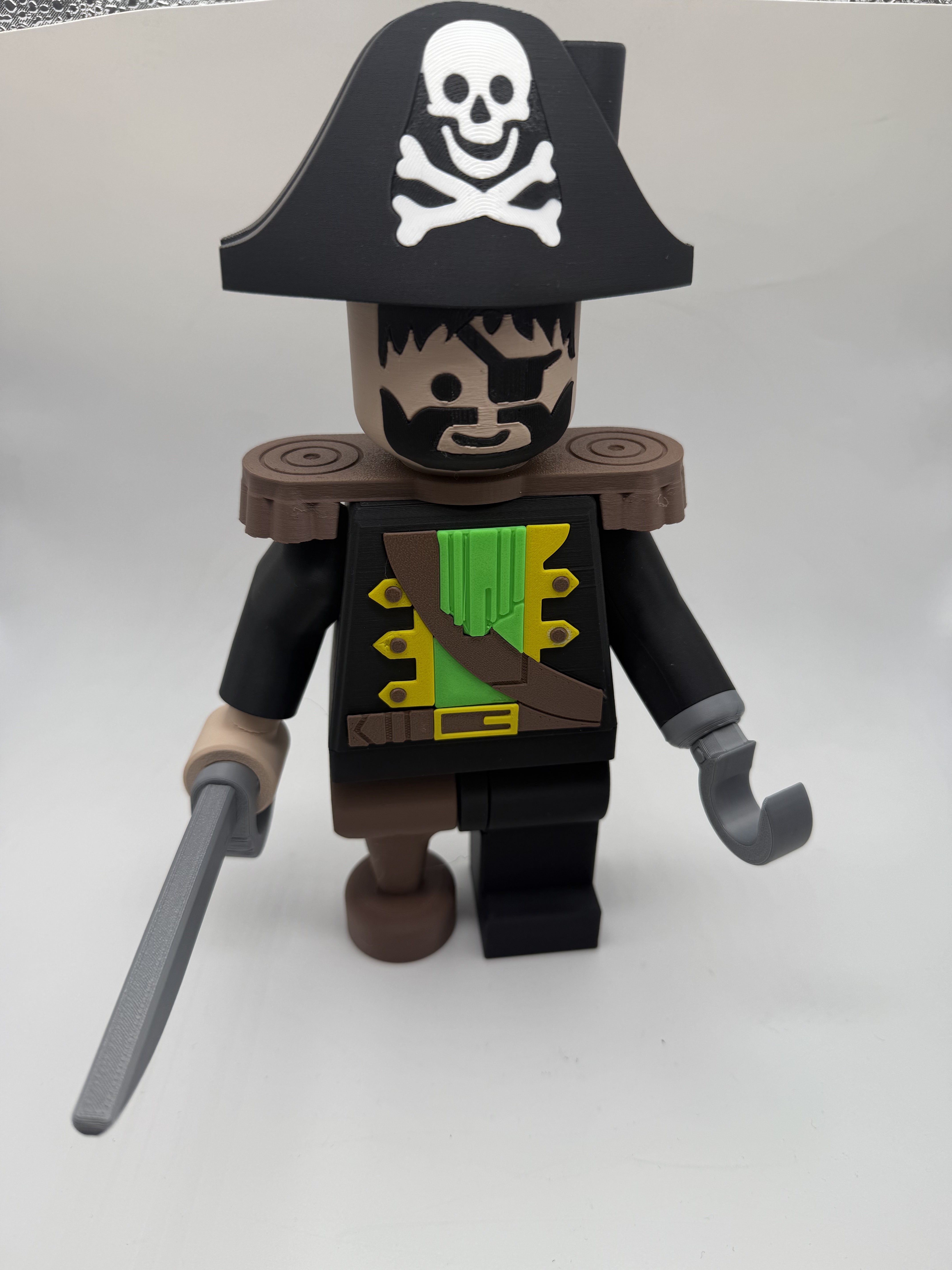 3D Printed Pirate Large Scale 8.5"- 9.5" Minifigure