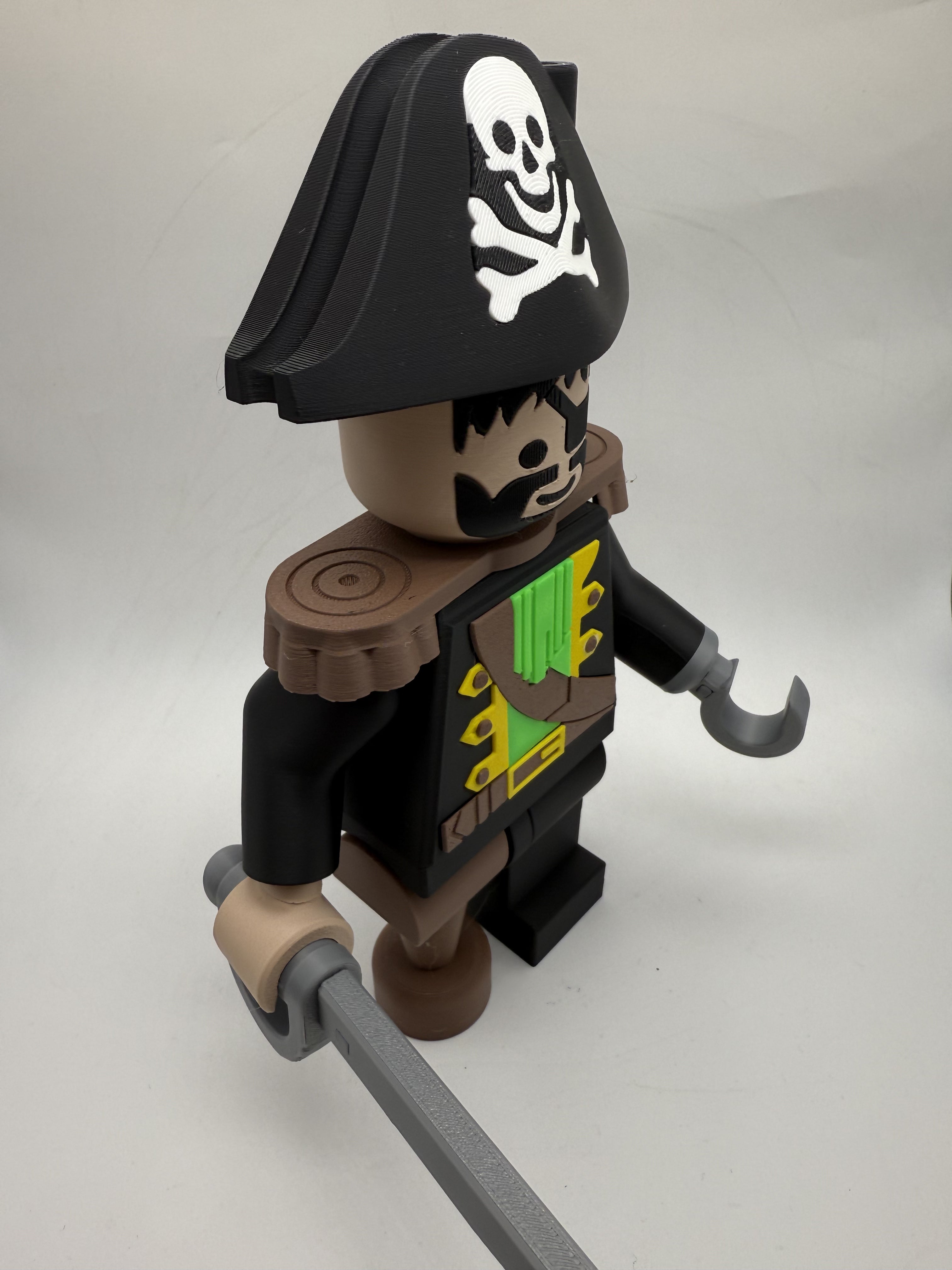 3D Printed Pirate Large Scale 8.5"- 9.5" Minifigure