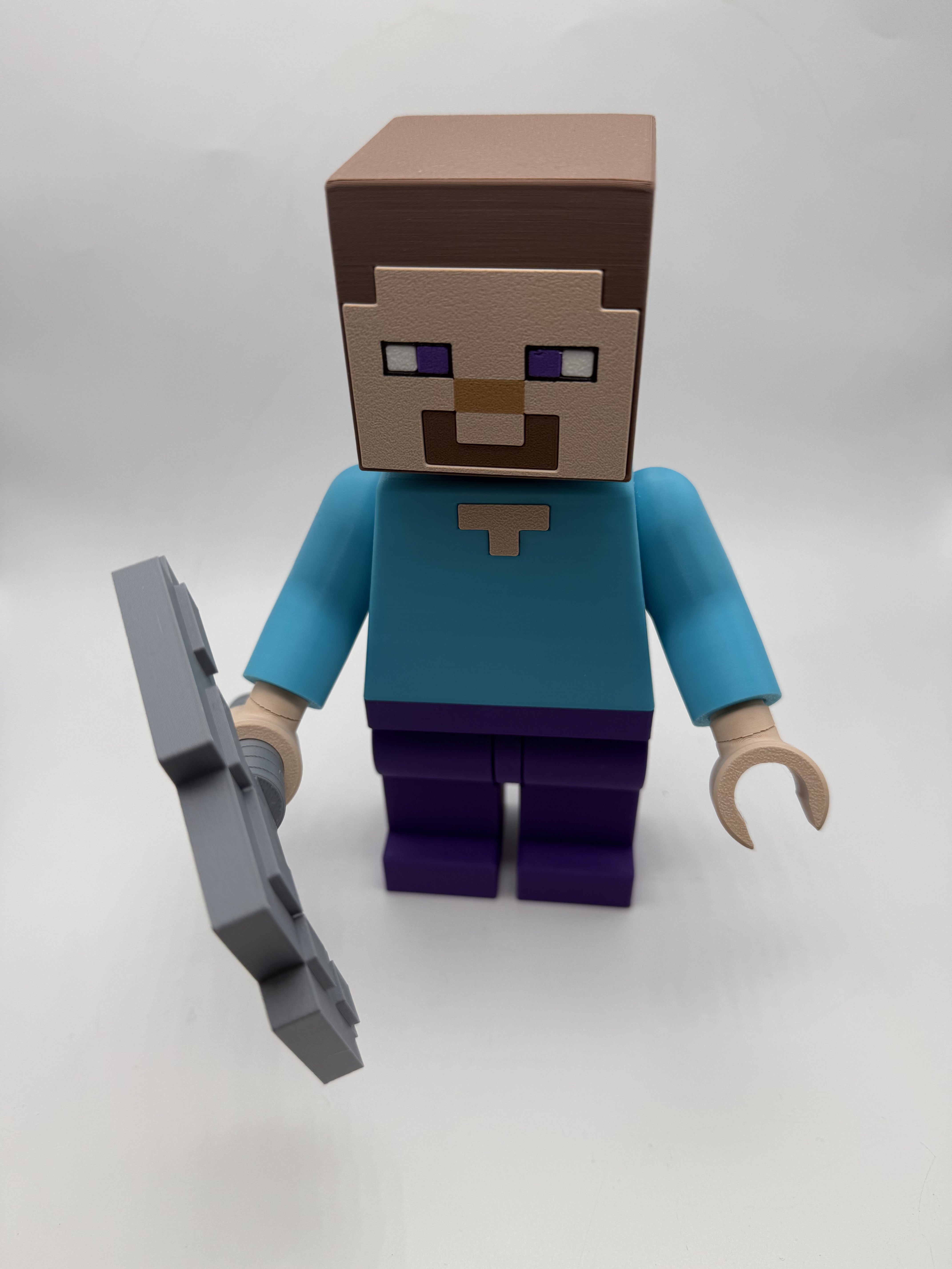 3D Printed Minecraft Steve Large Scale 8.5"- 9.5" Minifigure