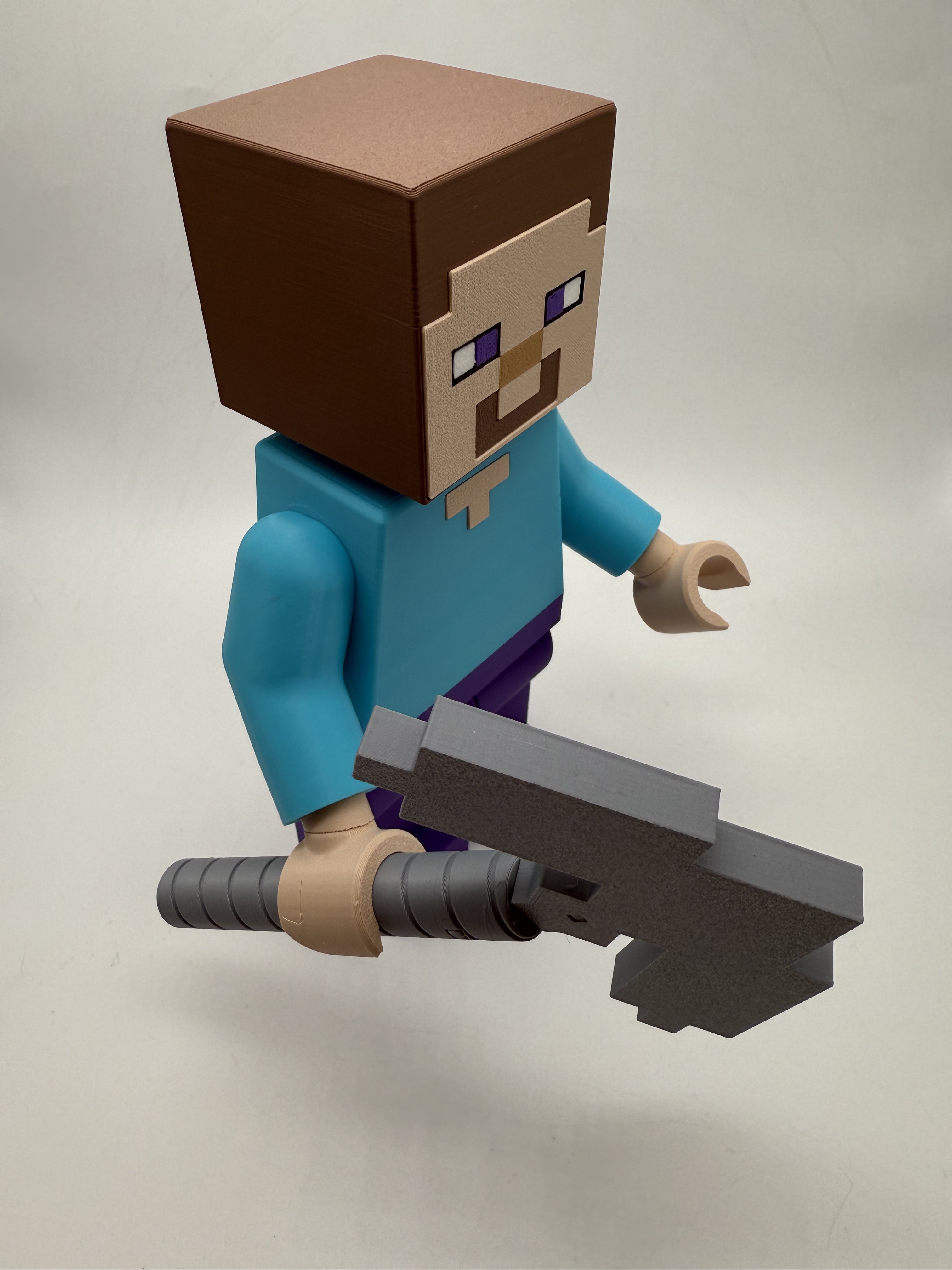 3D Printed Minecraft Steve Large Scale 8.5"- 9.5" Minifigure