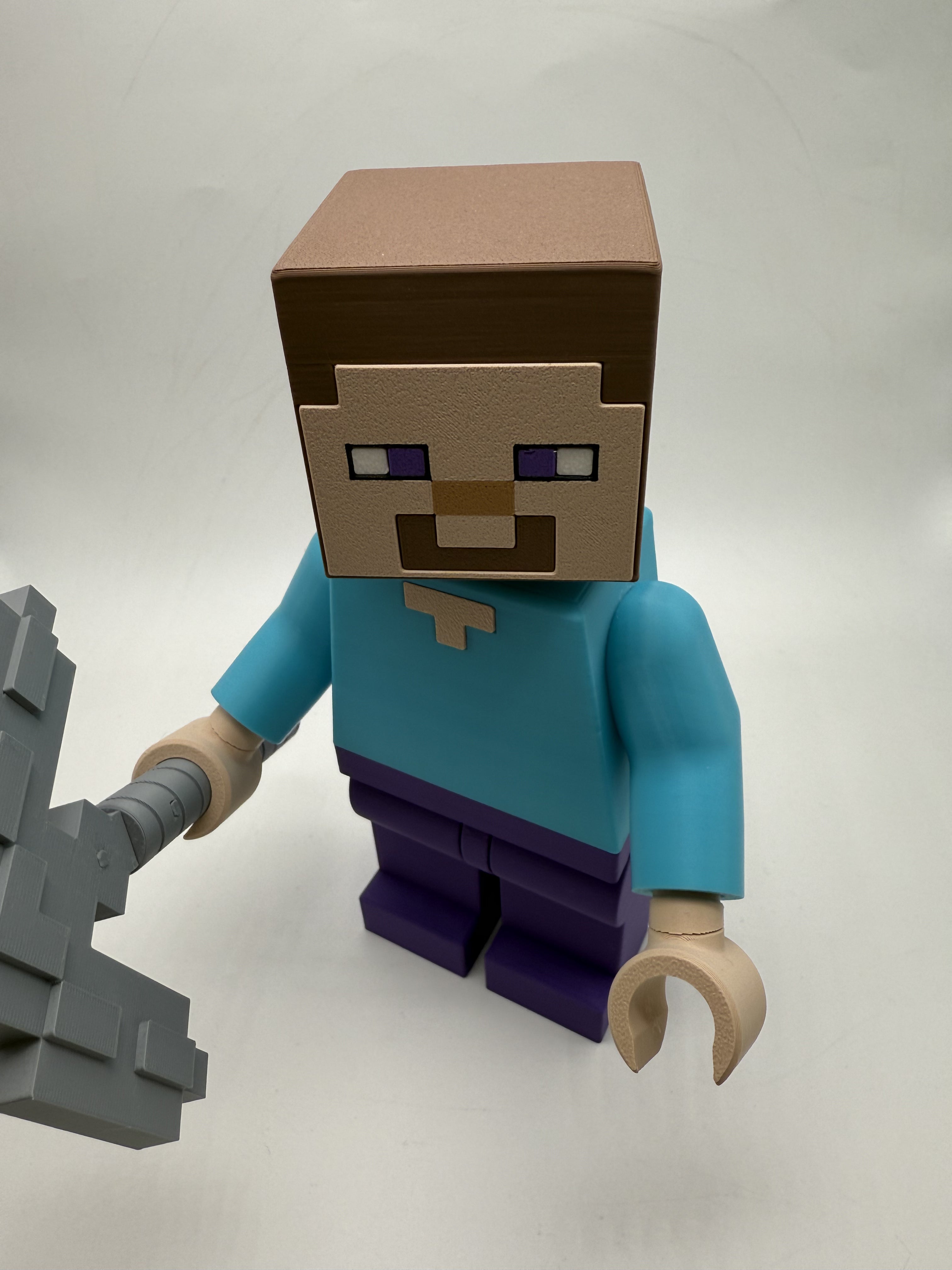 3D Printed Minecraft Steve Large Scale 8.5"- 9.5" Minifigure