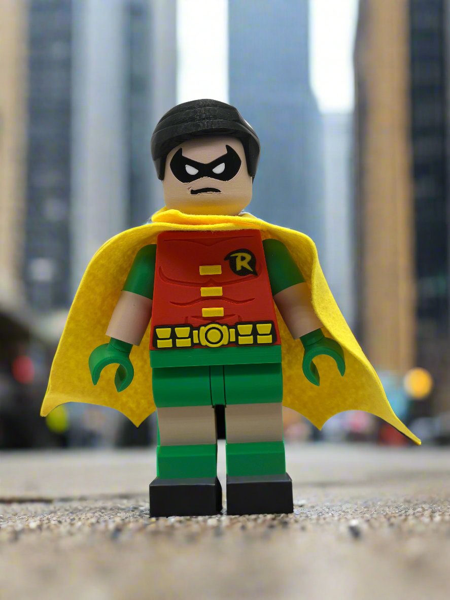 3D Printed DC Classic Robin (Red/Green) Large Scale 8.5"- 9.5" Minifigure