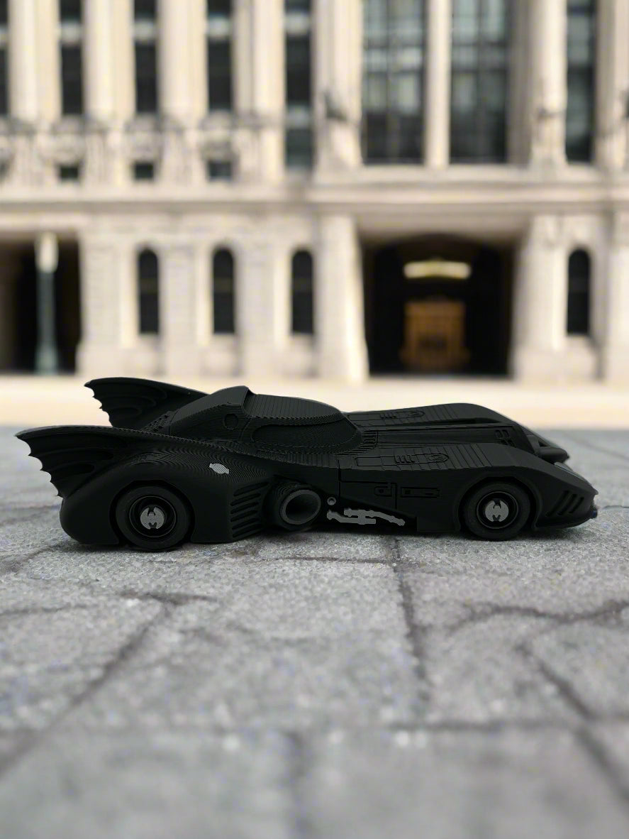 3D Printed 1989 DC Comics Batmobile Building Kit – 50-piece LEGO®-compatible display model

