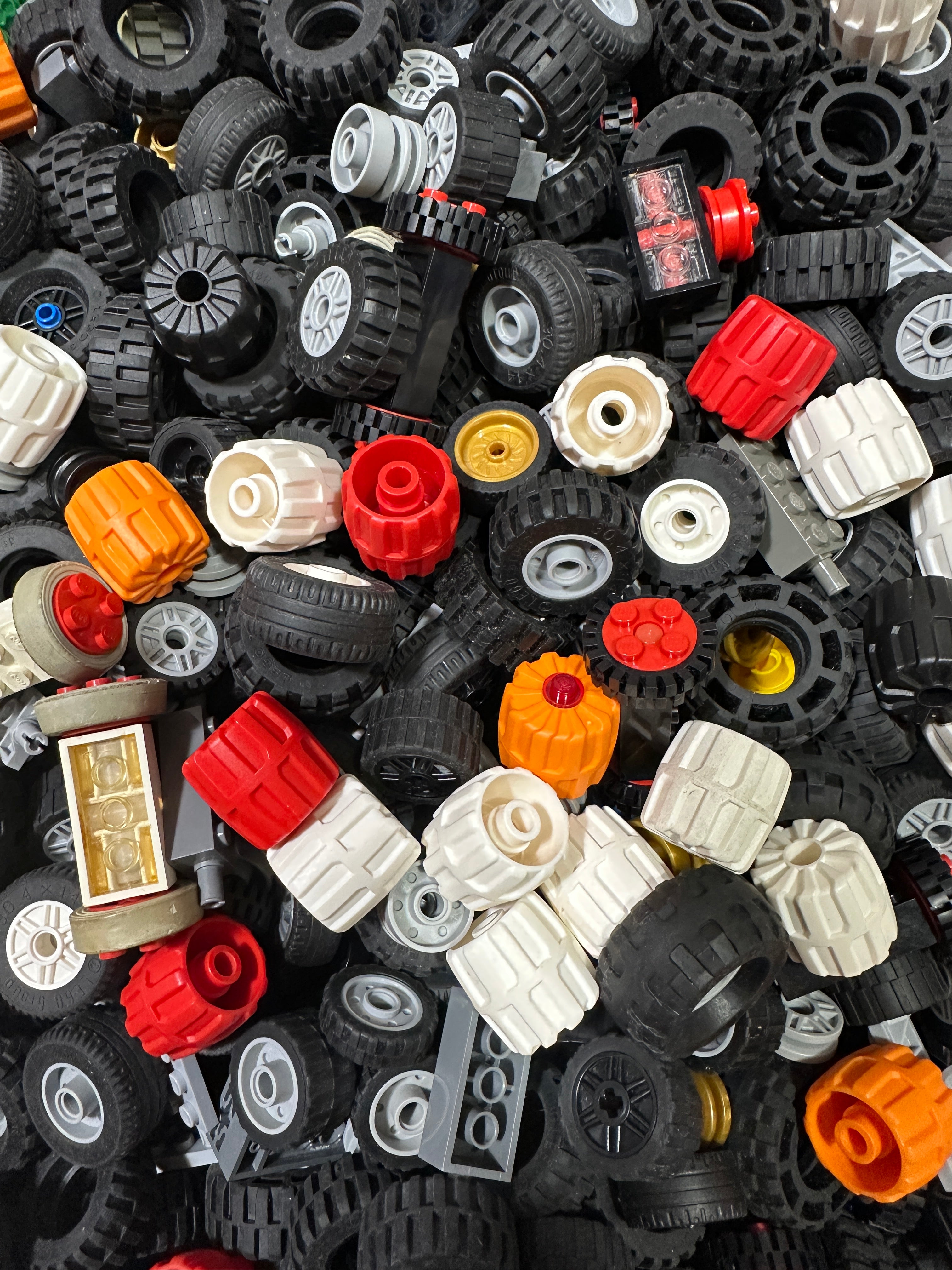 Authentic LEGO medium wheels and tires in bulk lot preowned 1lb set from BAM Good Bricks