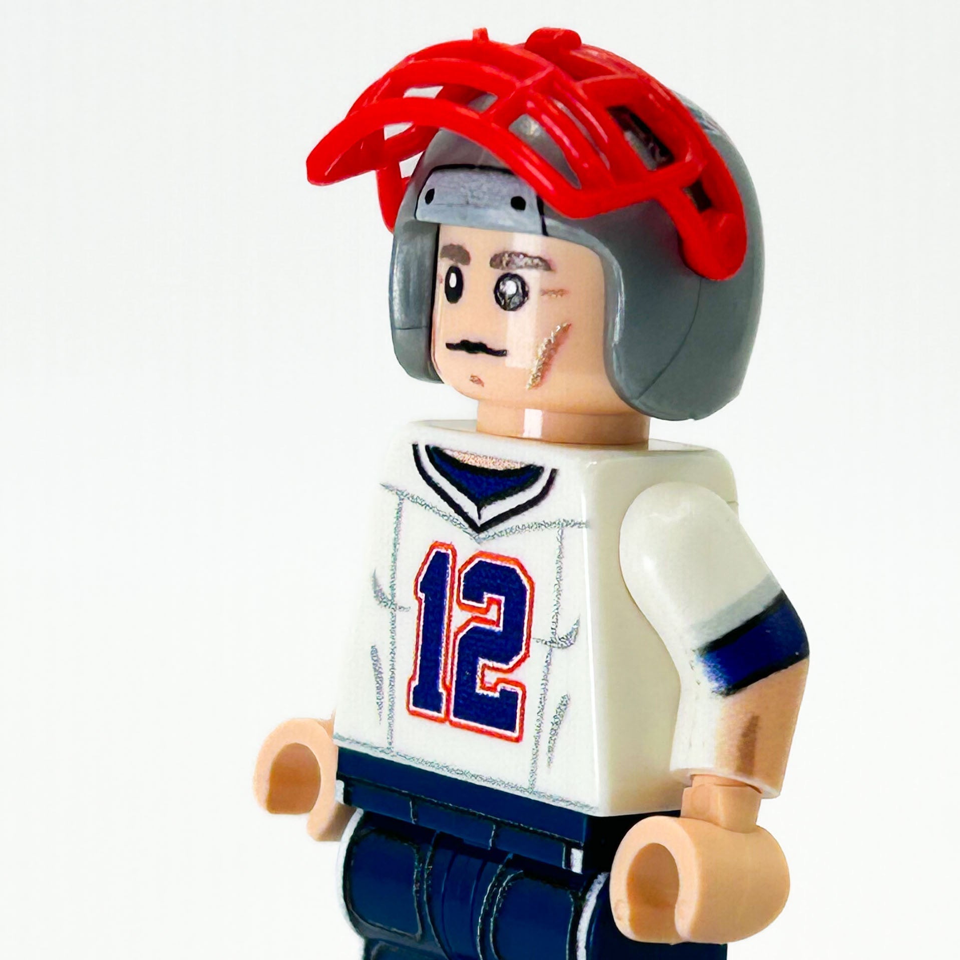 Brickshow Shop Custom LEGO® Minifigure – #12 QB Patriots Football Player - B3 Customs Collectible