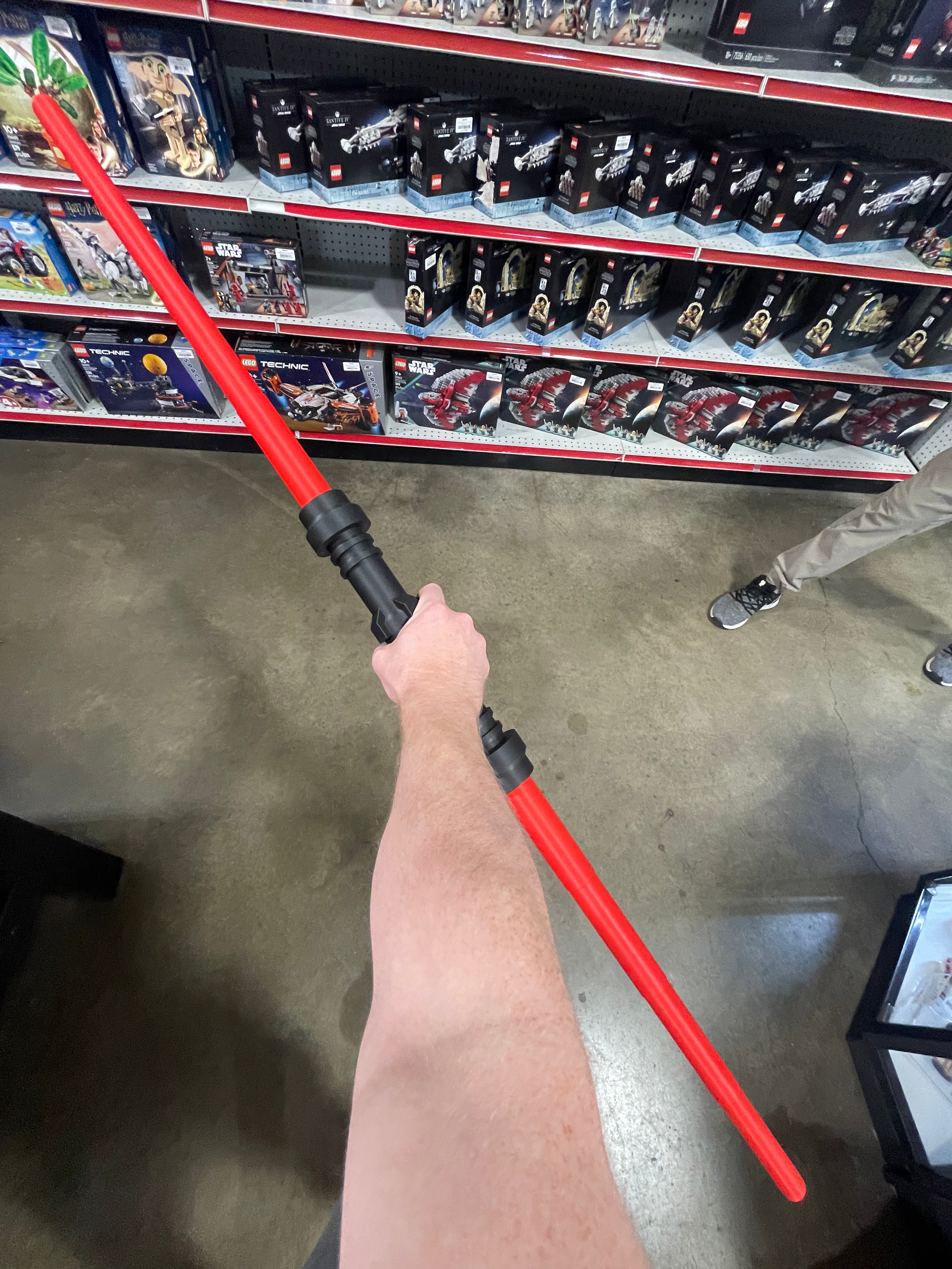 3D Printed Darth Maul Inspired Dual Hilt LEGO Star Wars Lightsaber Black Hilt/Red Blades