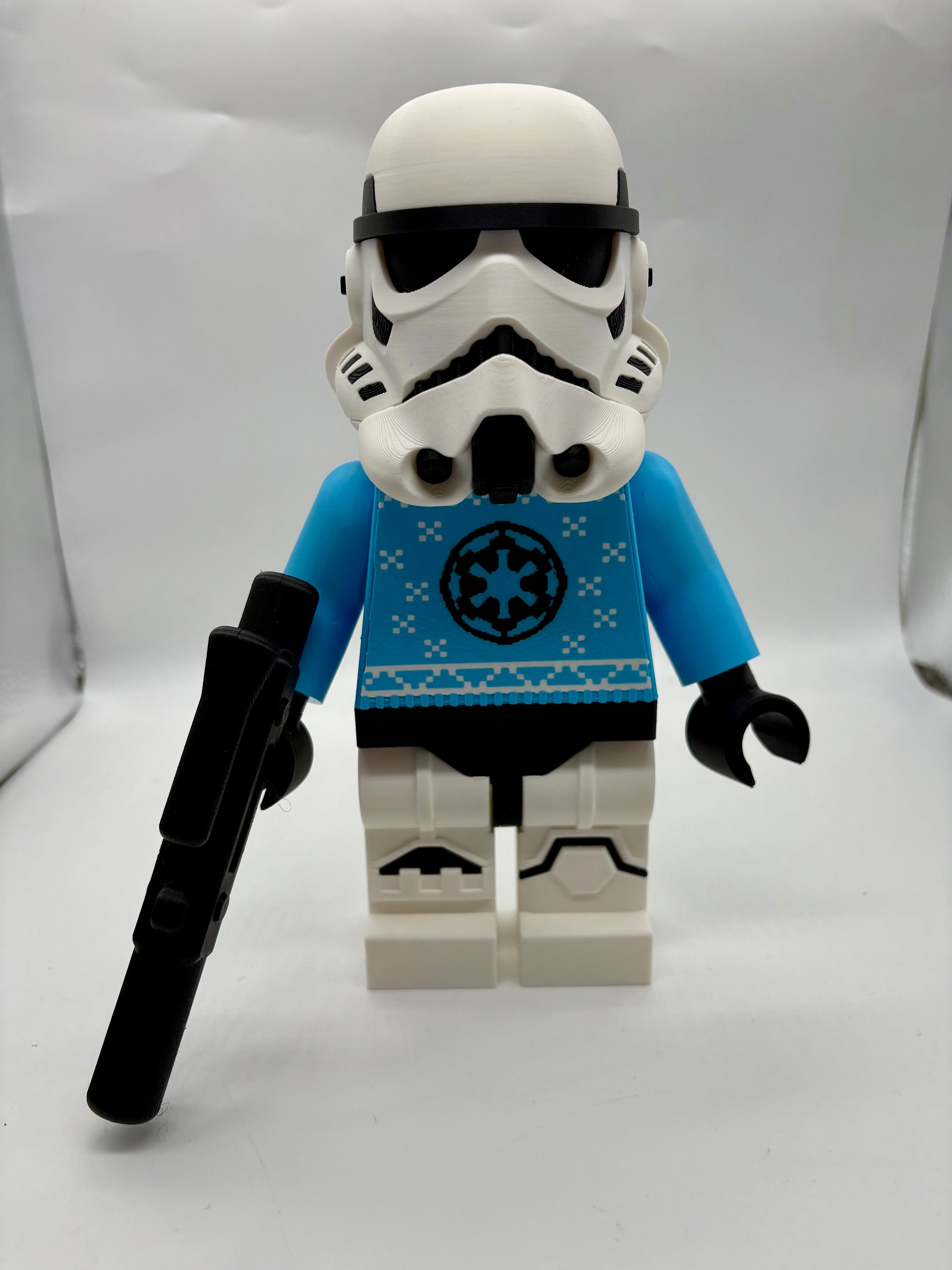 3D Printed Star Wars Stormtrooper - Holiday Sweater Version - Large Scale 8.5"- 9.5" Minifigure