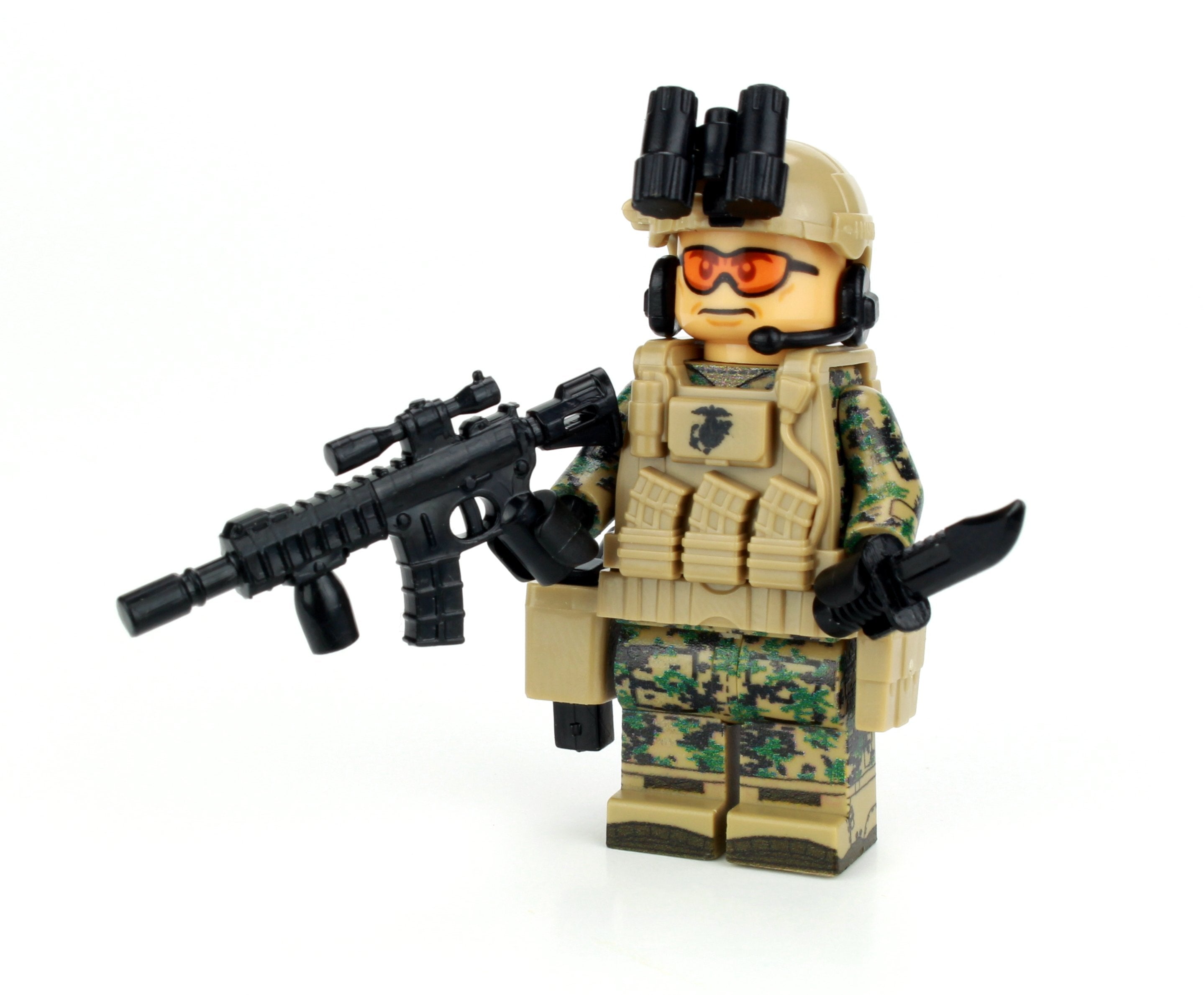 Battle Bricks Recon Marine Woodland Camo MARPAT Minifigure NEW