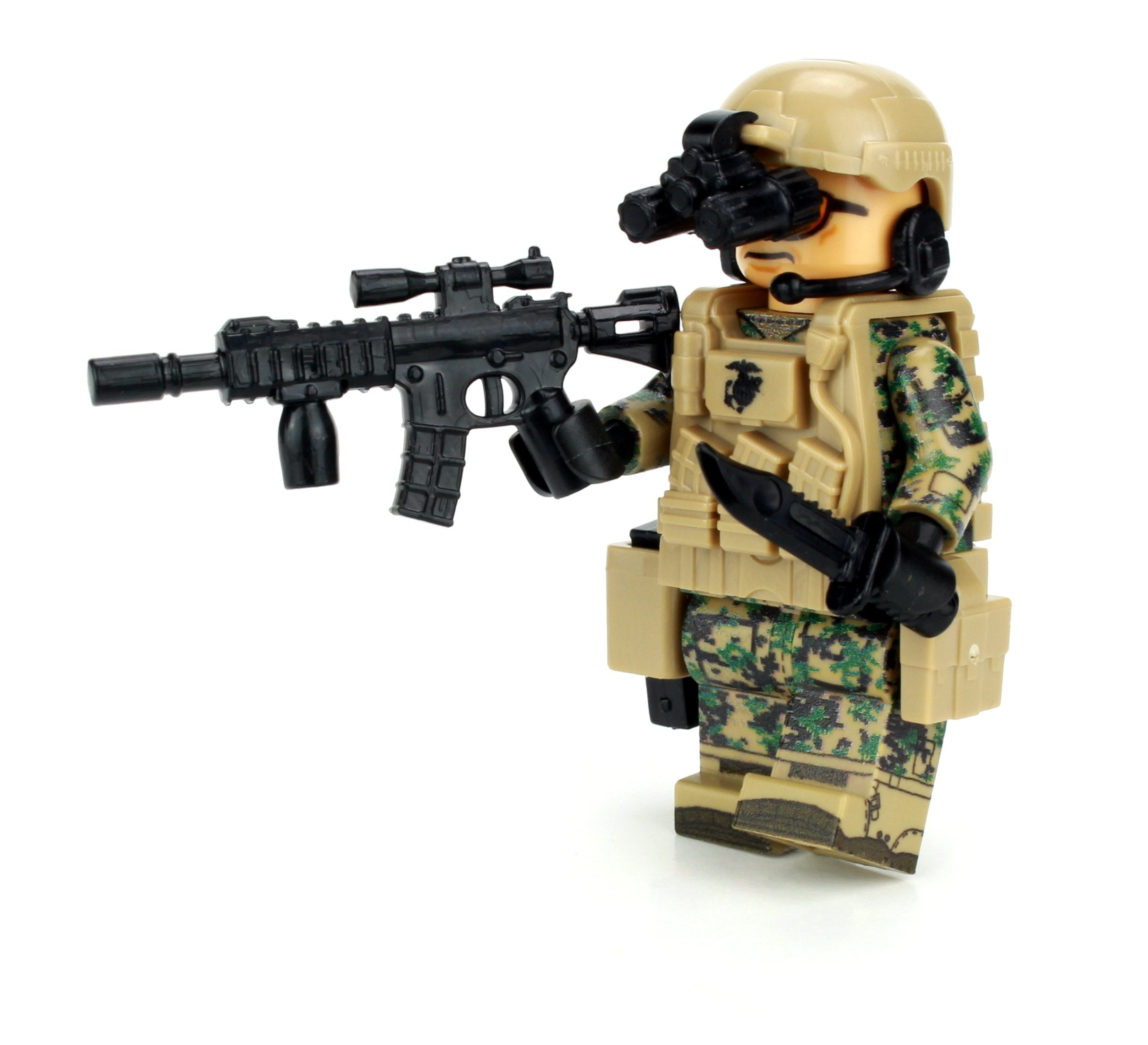 Battle Bricks Recon Marine Woodland Camo MARPAT Minifigure NEW