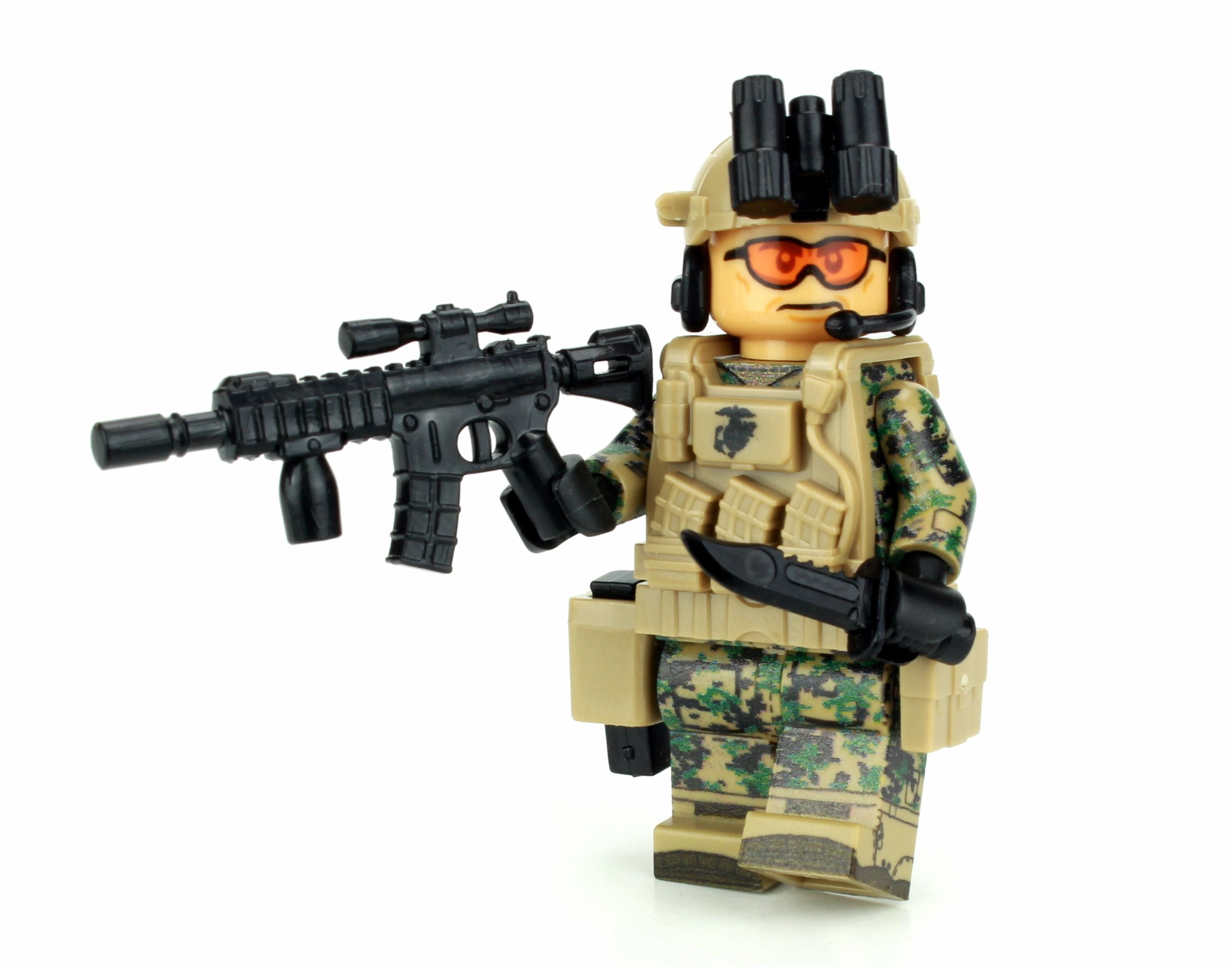 Battle Bricks Recon Marine Woodland Camo MARPAT Minifigure NEW