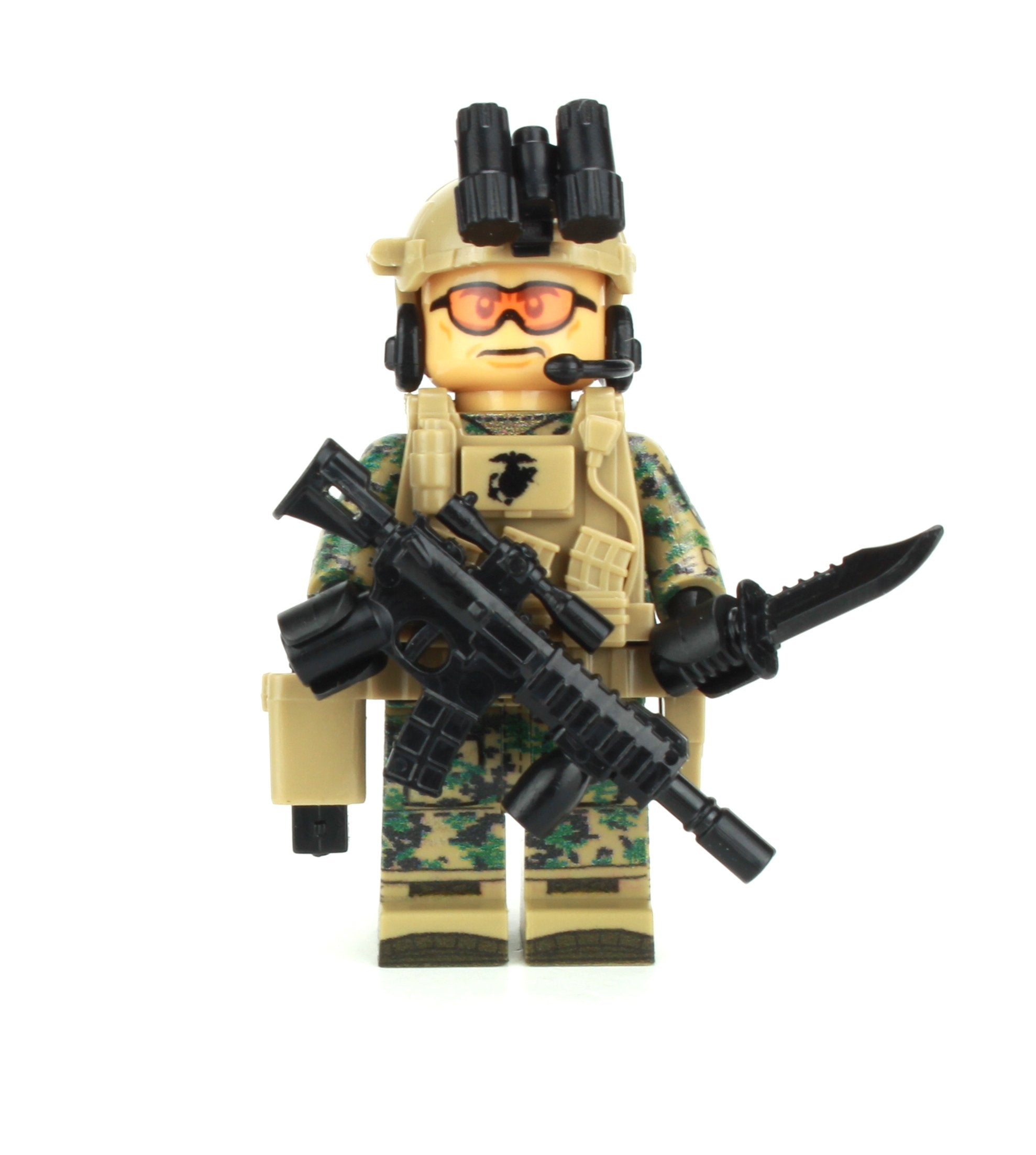 Battle Bricks Recon Marine Woodland Camo MARPAT Minifigure NEW