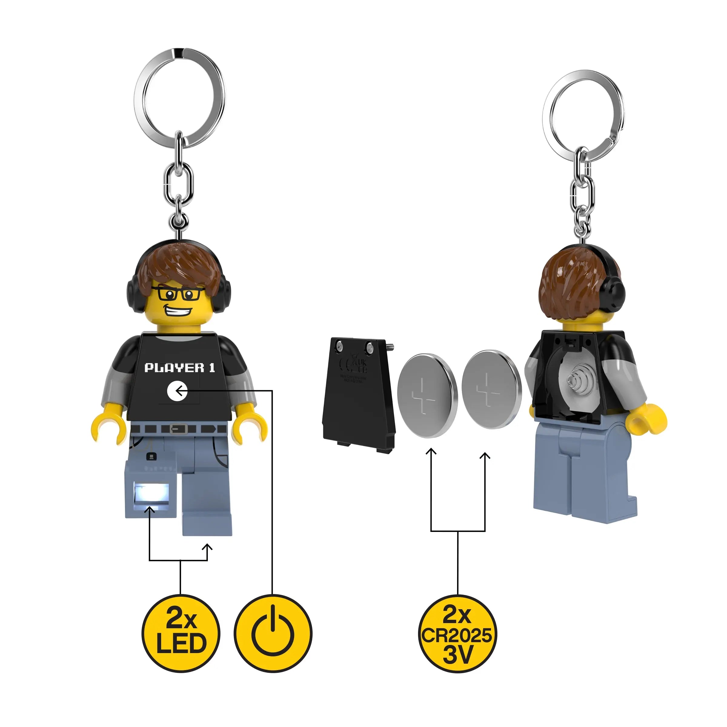LEGO® Large 3 Inch Tall Figure Keychain Light - Video Game Guy (KE217H)