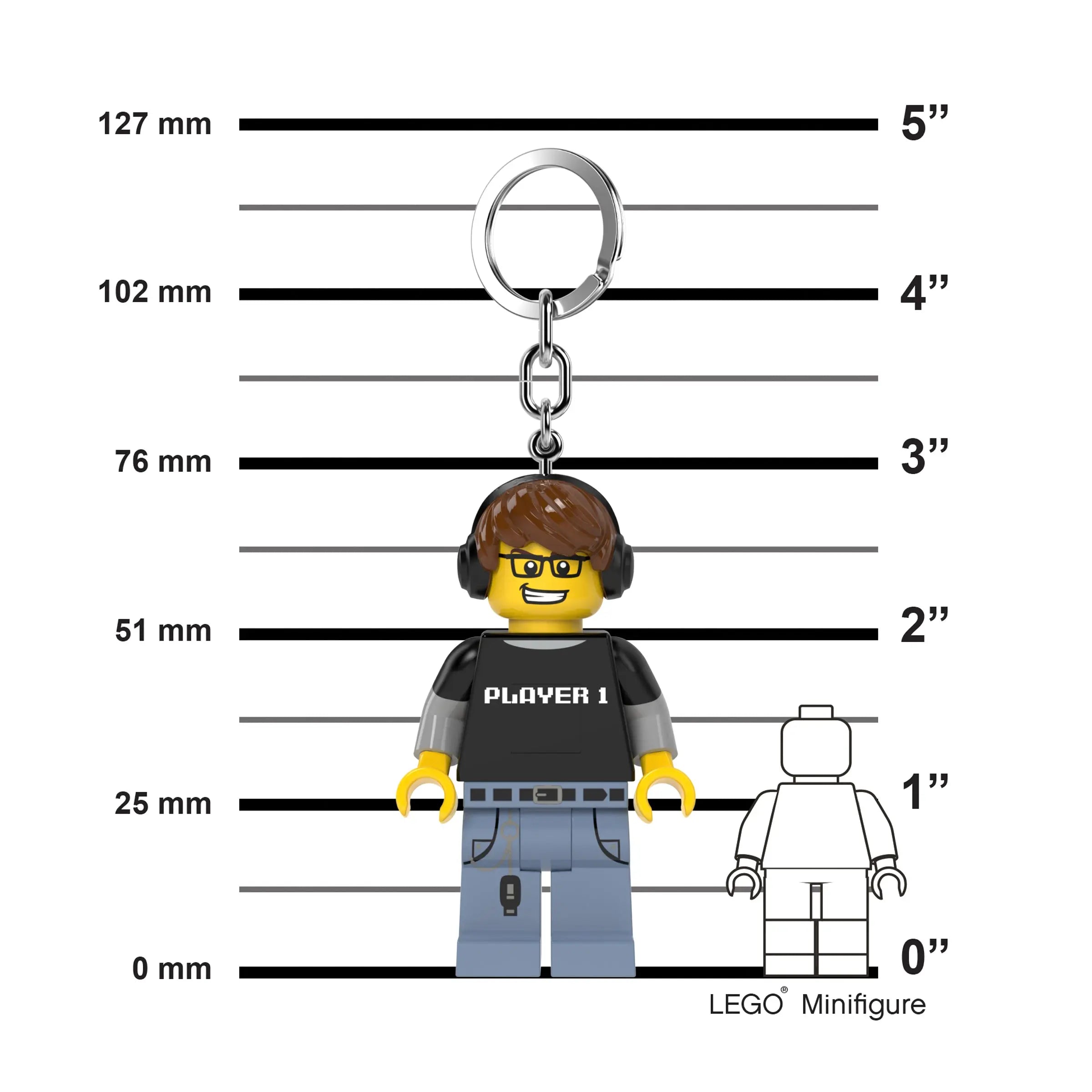 LEGO® Large 3 Inch Tall Figure Keychain Light - Video Game Guy (KE217H)