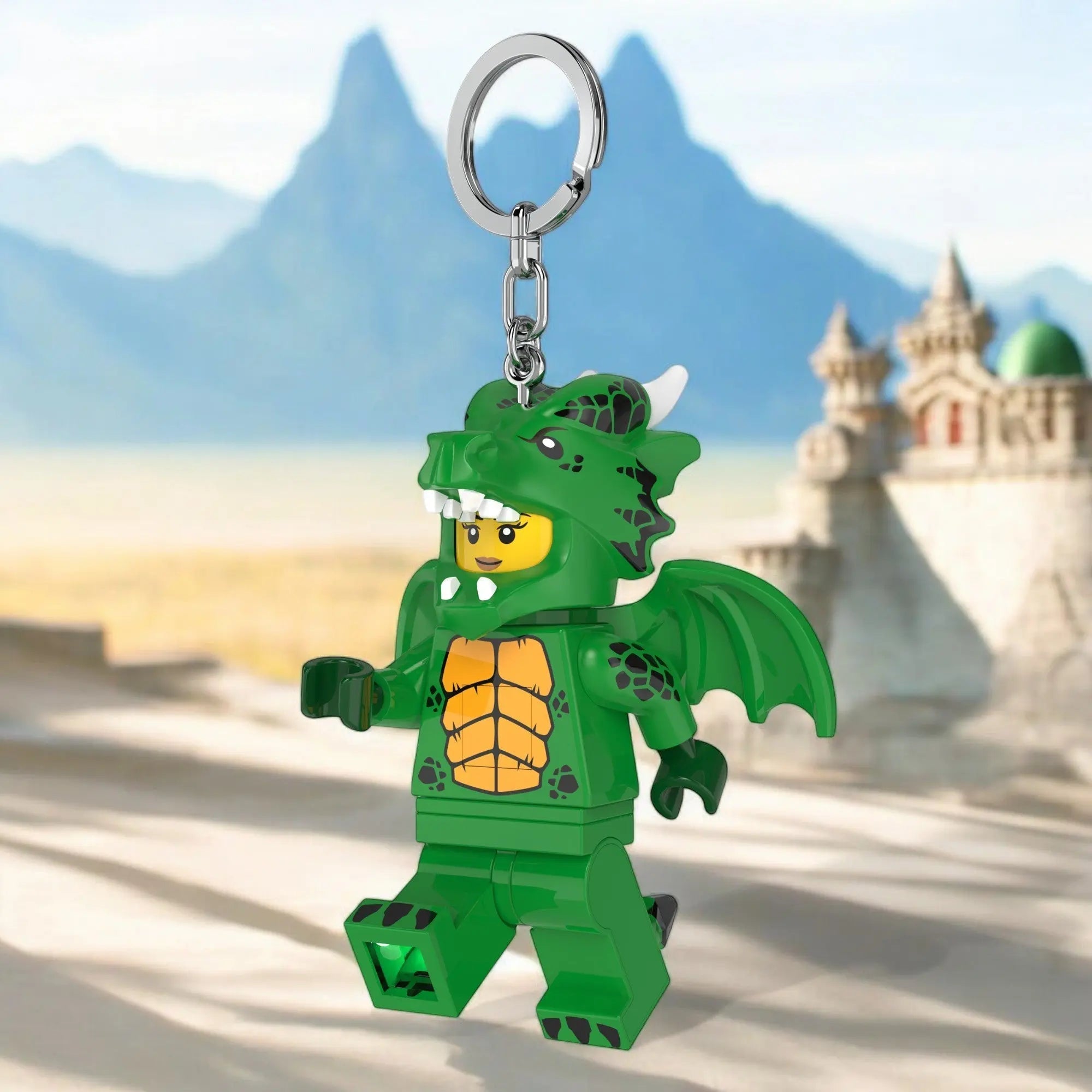 LEGO® Large 3 Inch Tall Figure Keychain Light - Green Dragon Costume Girl (KE224H)