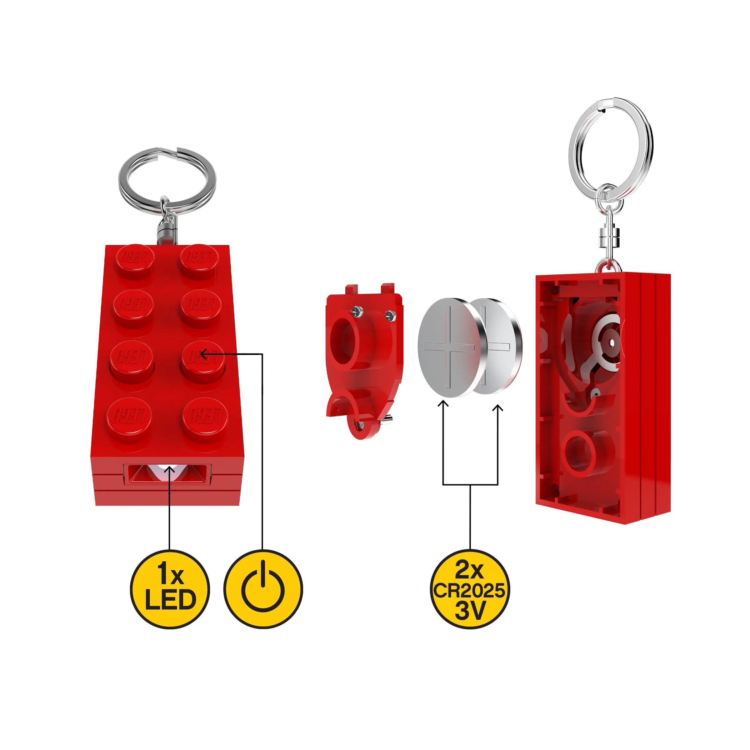 LEGO® 2x4 Brick Keychain Light - Red (KE234HR)