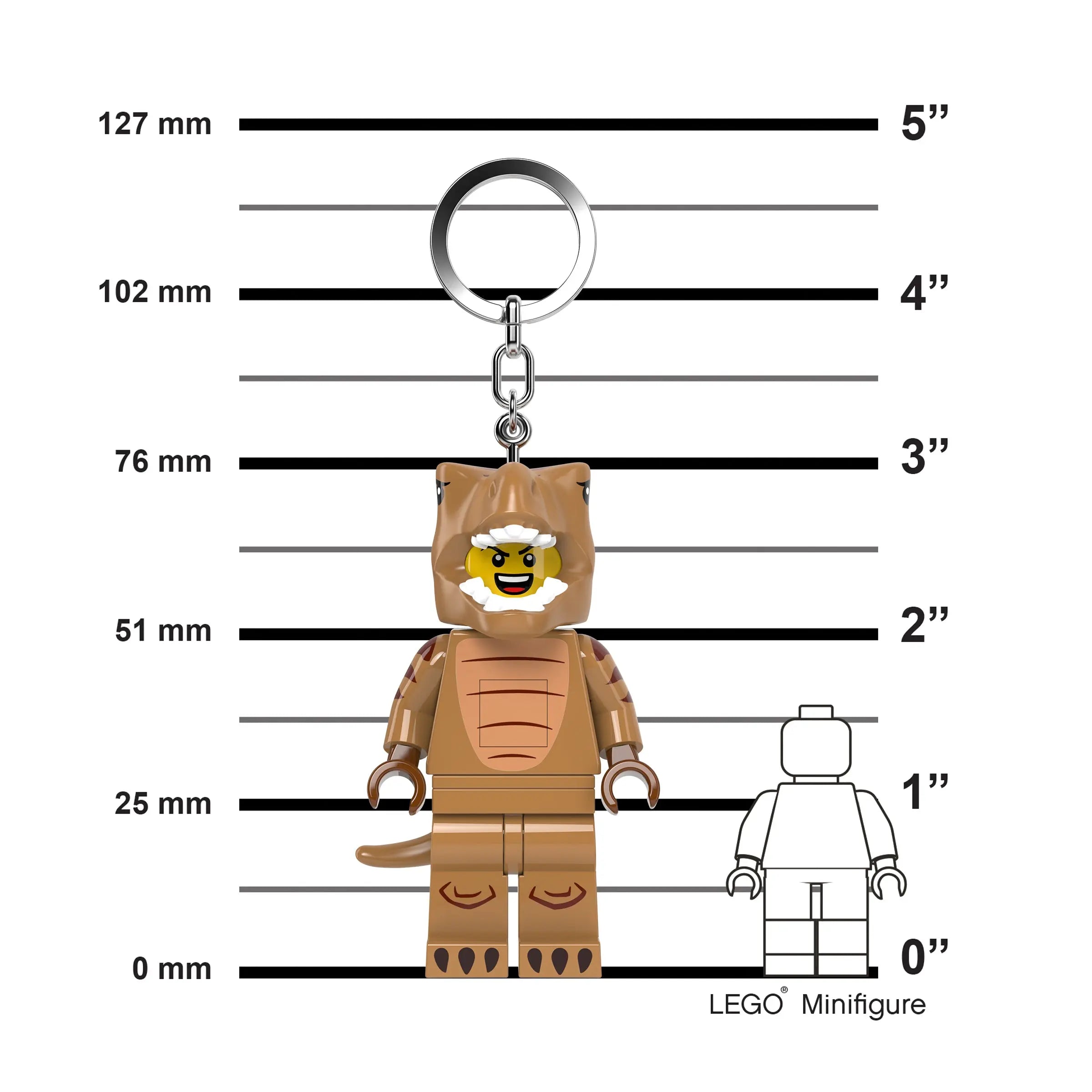 LEGO® Large 3 Inch Tall Figure Keychain Light - T-Rex Costume Fan (KE237H)