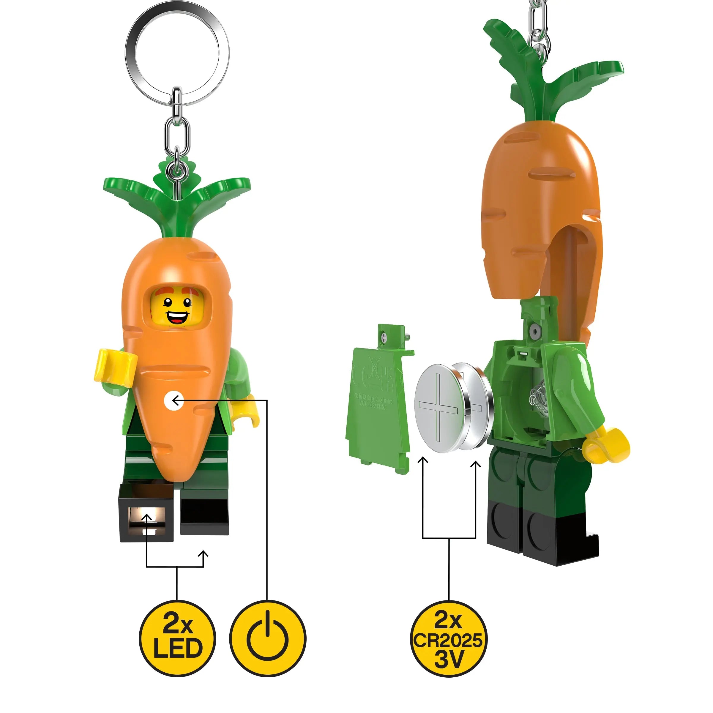LEGO® Large 3 Inch Tall Figure Keychain Light - Light Carrot Mascot (KE239H)