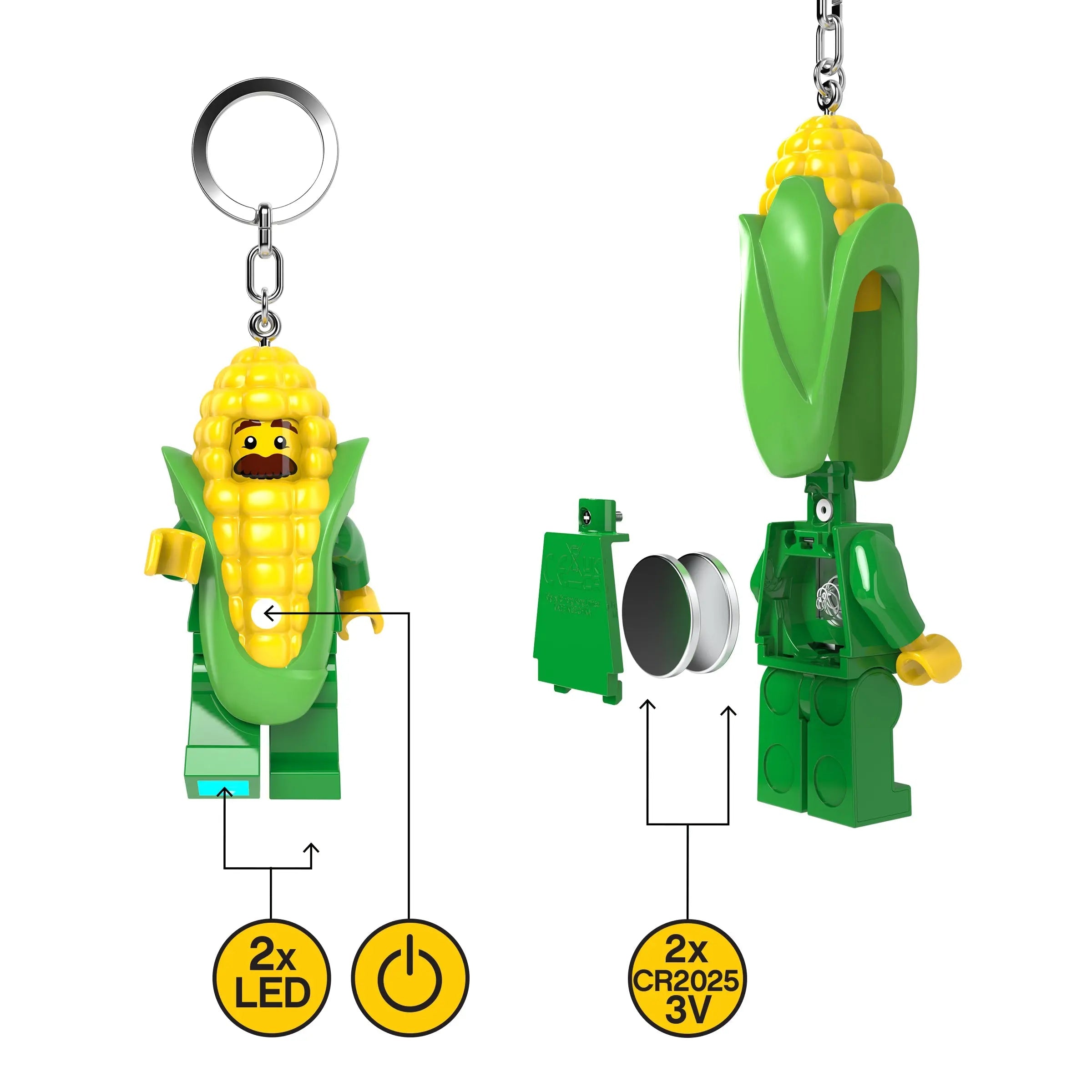 LEGO® Large 3 Inch Tall Figure Keychain Light - Corn Cob Guy (KE242H)
