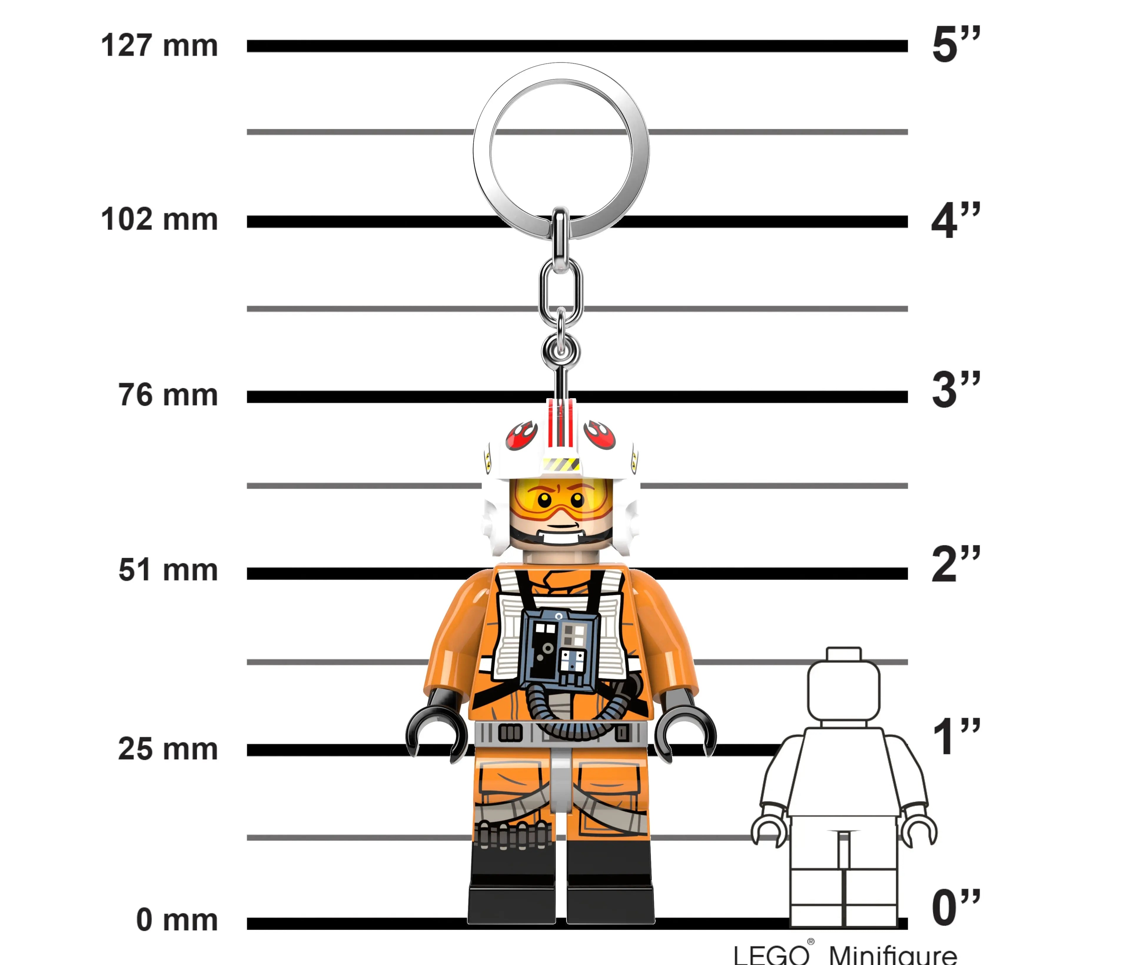LEGO® Large 3 Inch Tall Figure Keychain Light - Luke Skywalker Pilot (KE244H)