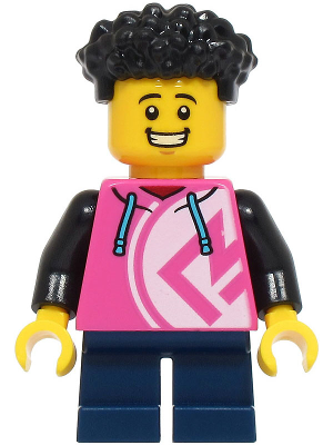 Preowned LEGO® Minifigure – LEGOLAND Parks LLP036 (Child - Boy, Dark Pink Hoodie, Dark Blue Short Legs, Black Hair)