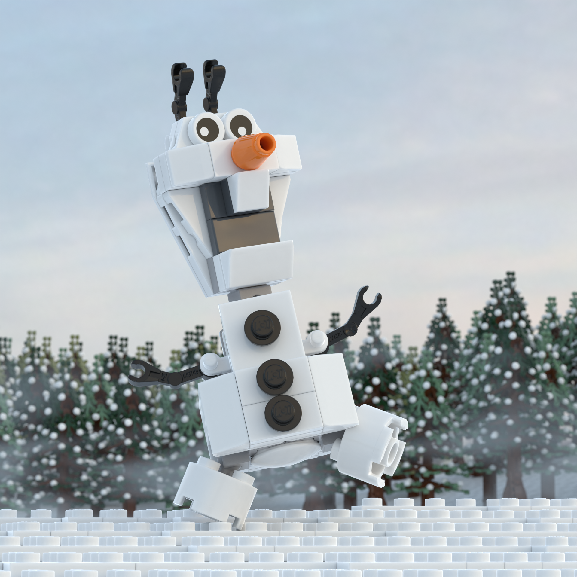 Funny Snowman Building Set made using LEGO parts