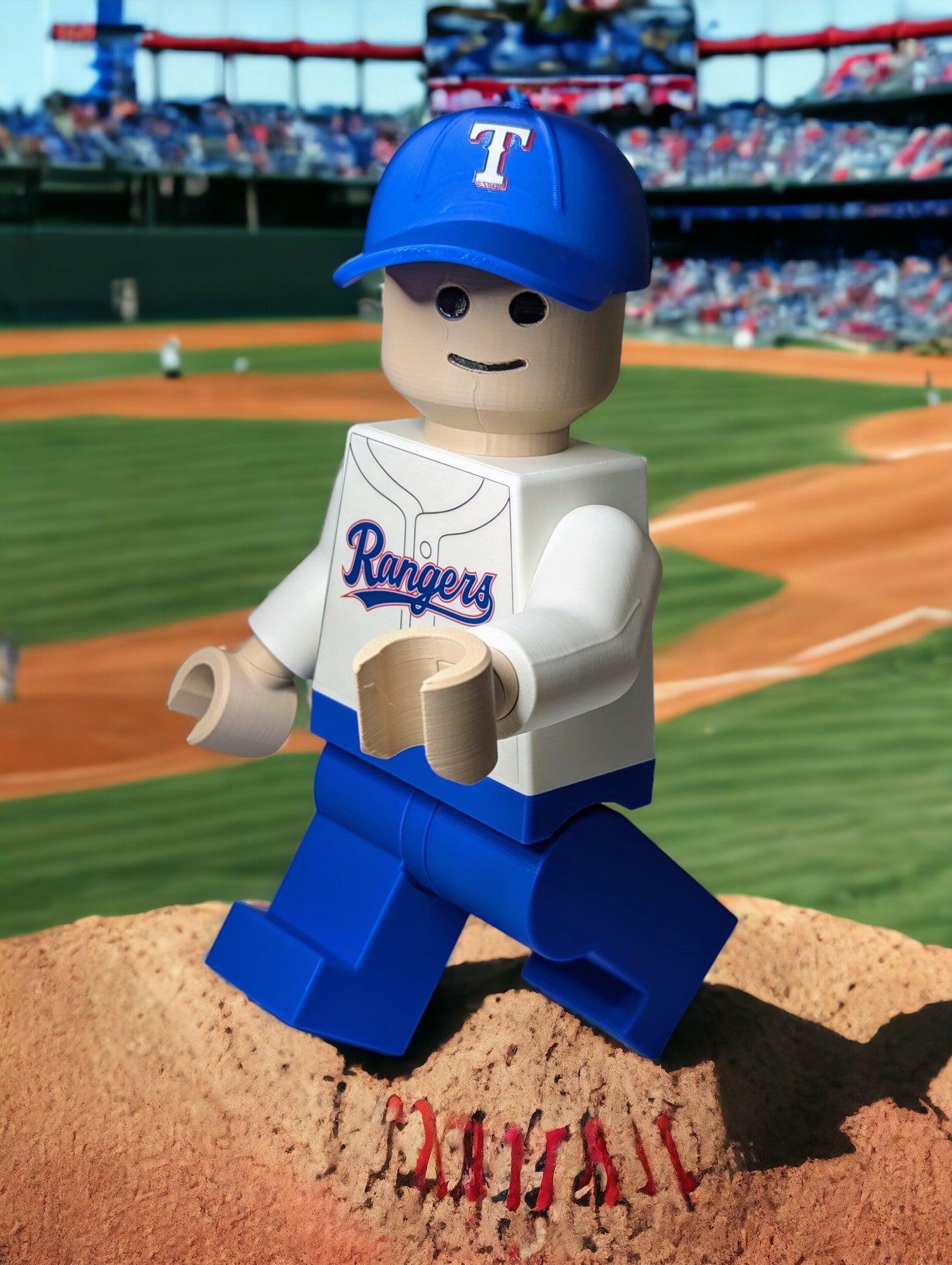 3D Printed Texas Rangers Baseball Player Large Scale 8.5"- 9.5" Minifigure