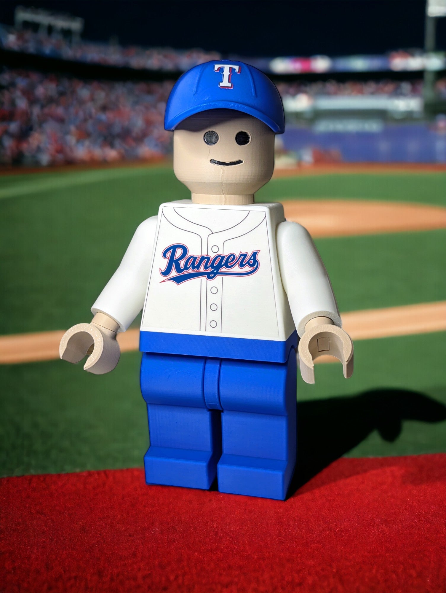 3D Printed Texas Rangers Baseball Player Large Scale 8.5"- 9.5" Minifigure