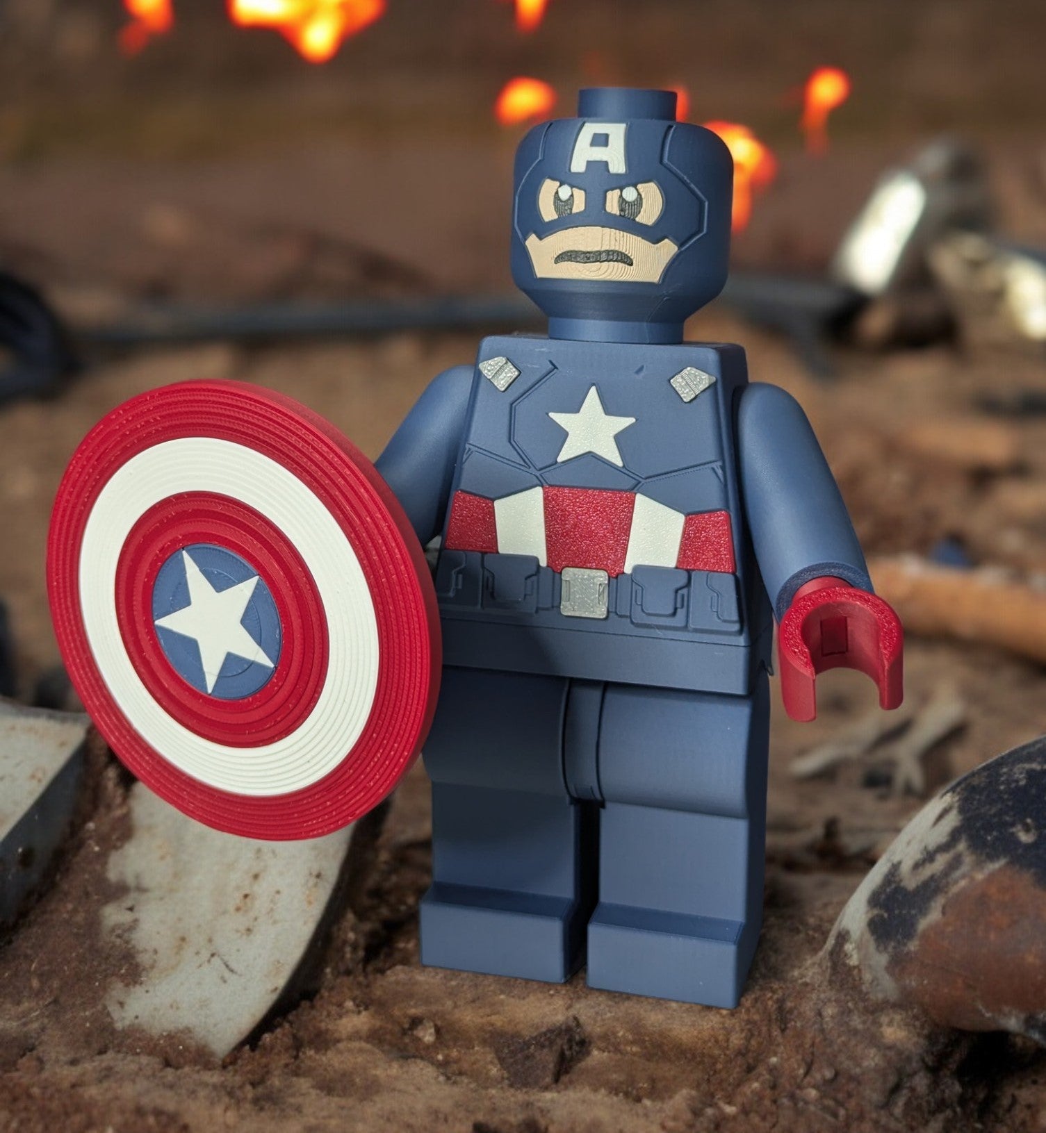 3D Printed Marvel Captain America Large Scale 8.5"- 9.5" Minifigure