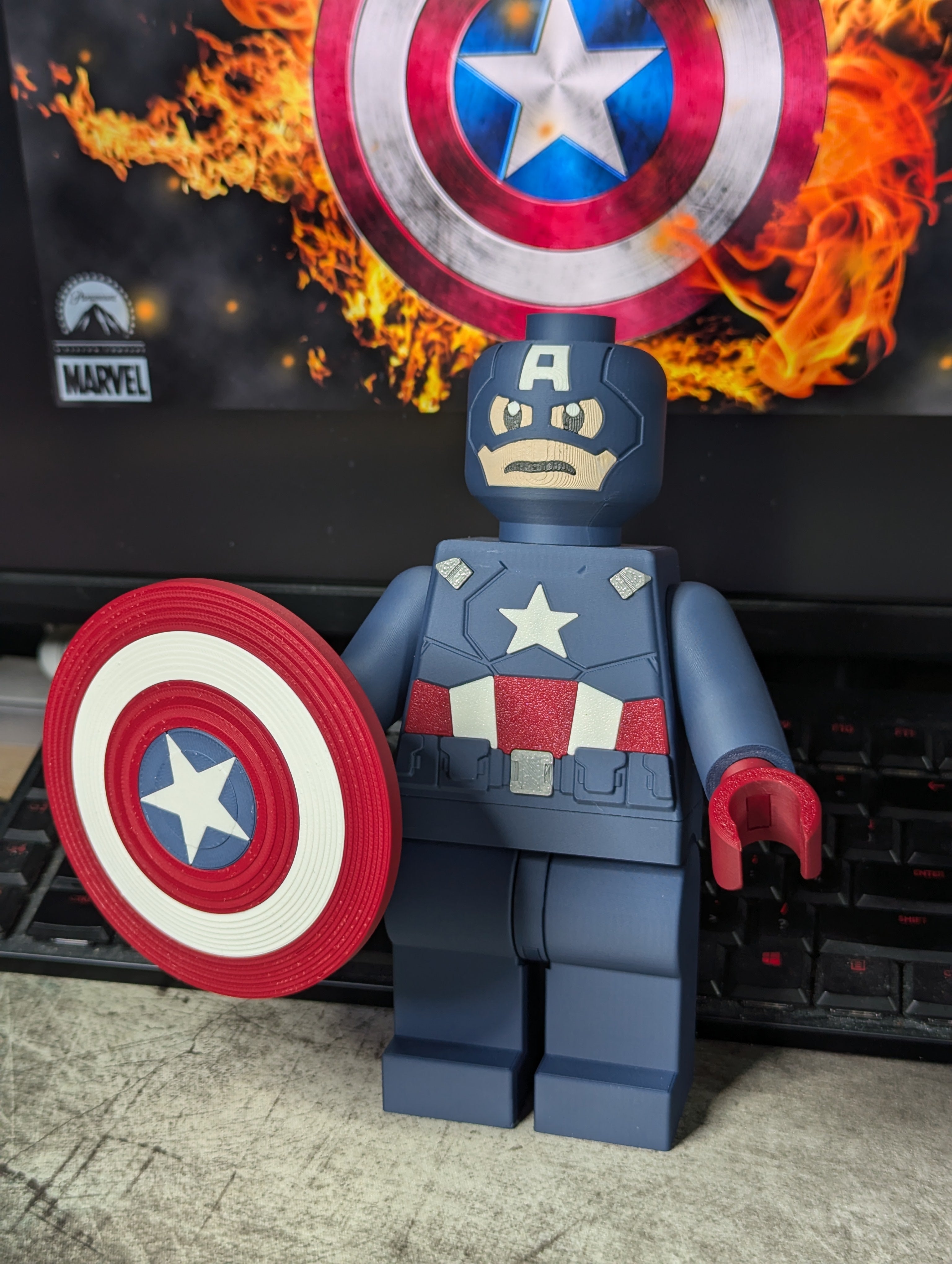 3D Printed Marvel Captain America Large Scale 8.5"- 9.5" Minifigure