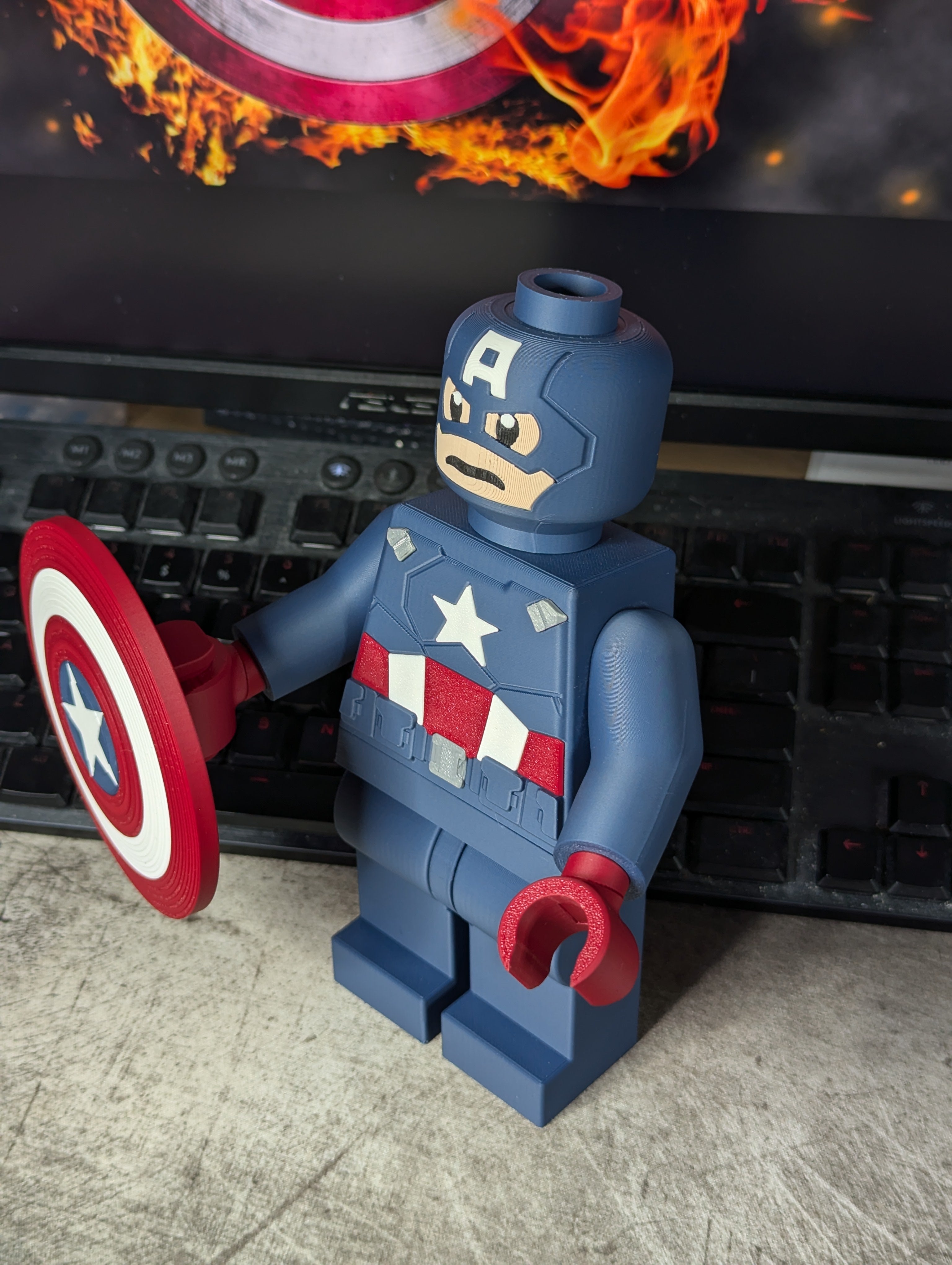 3D Printed Marvel Captain America Large Scale 8.5"- 9.5" Minifigure