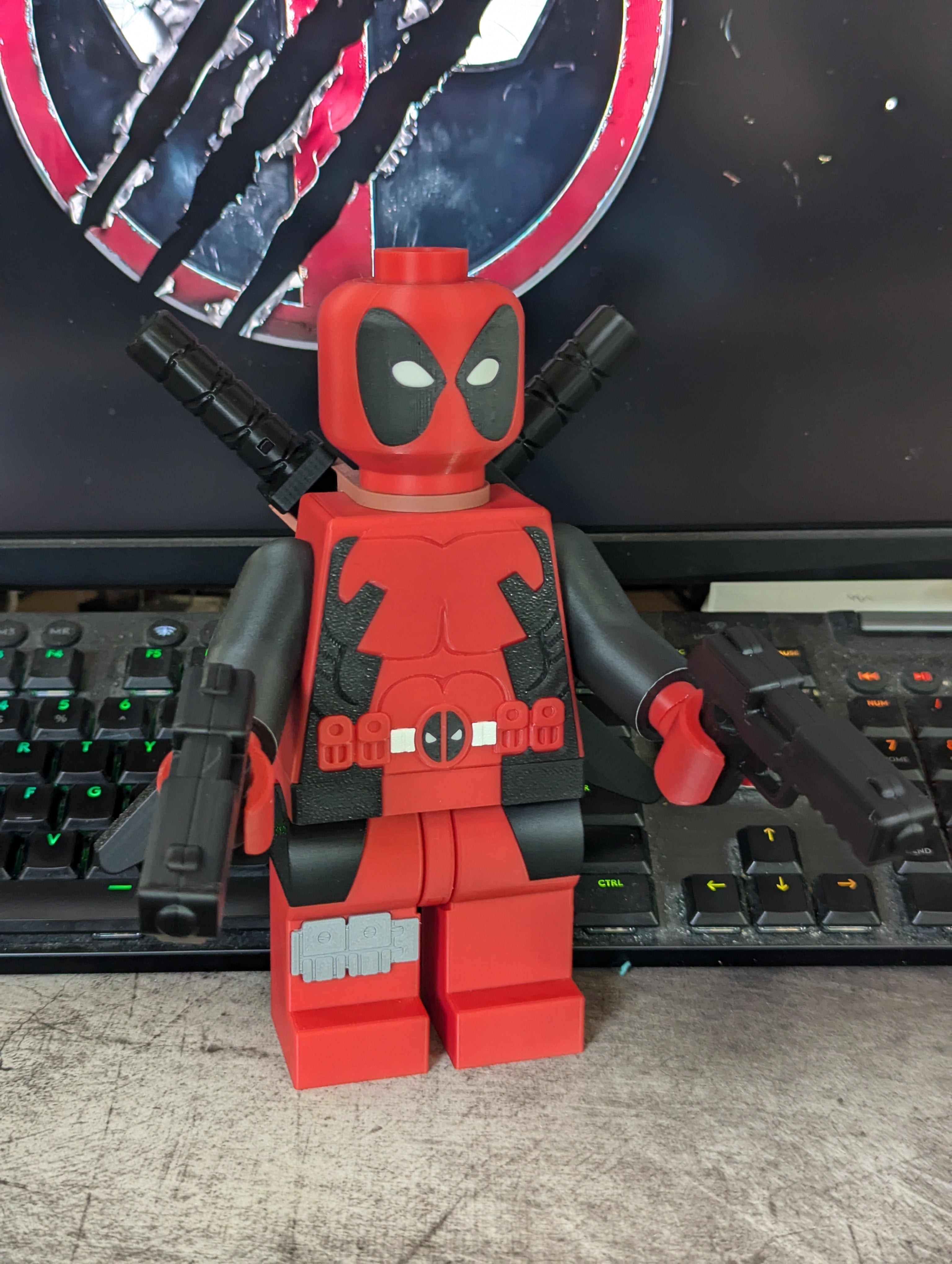 3D Printed Marvel Deadpool Large Scale 8.5"- 9.5" Minifigure