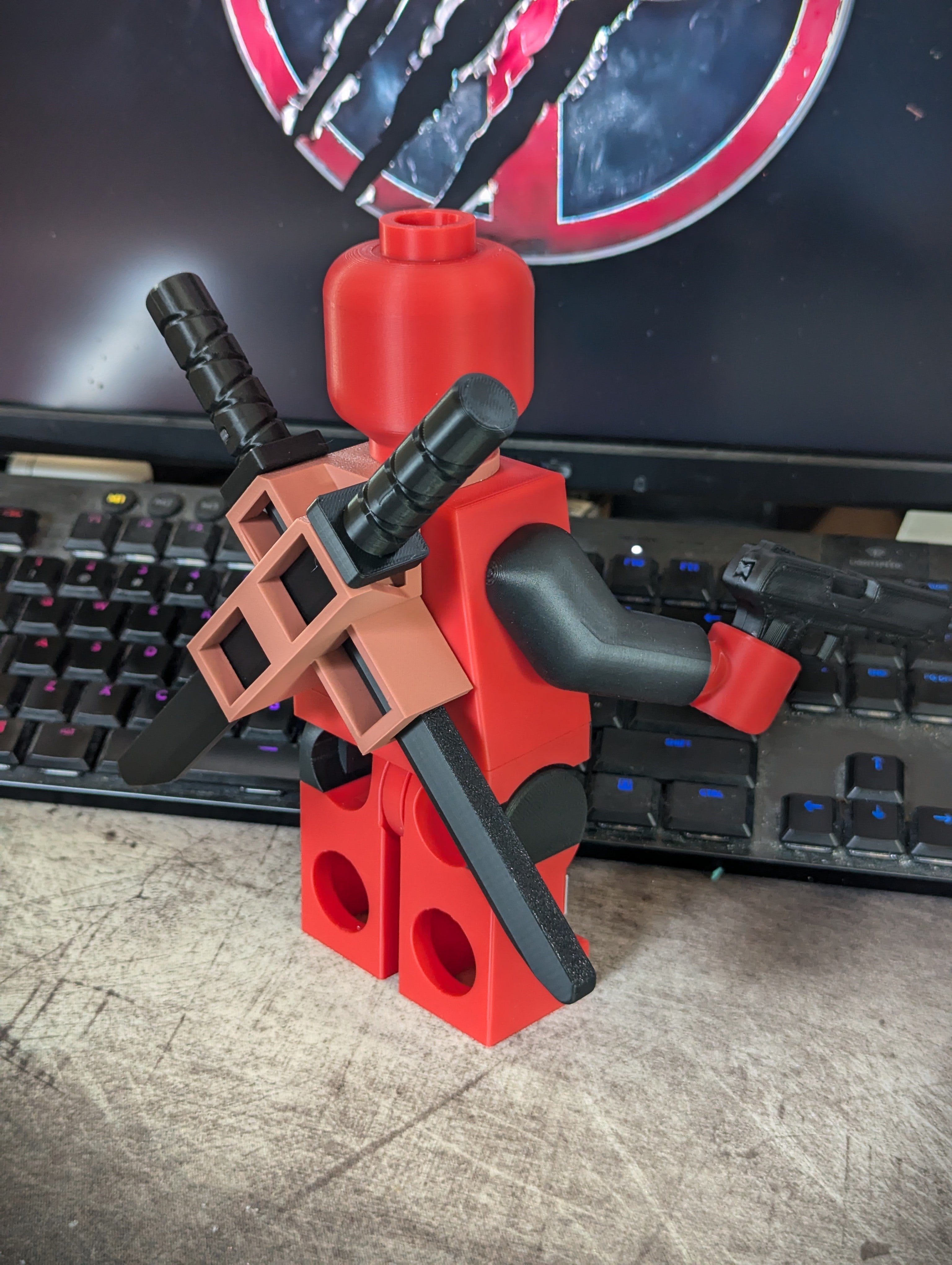 3D Printed Marvel Deadpool Large Scale 8.5"- 9.5" Minifigure