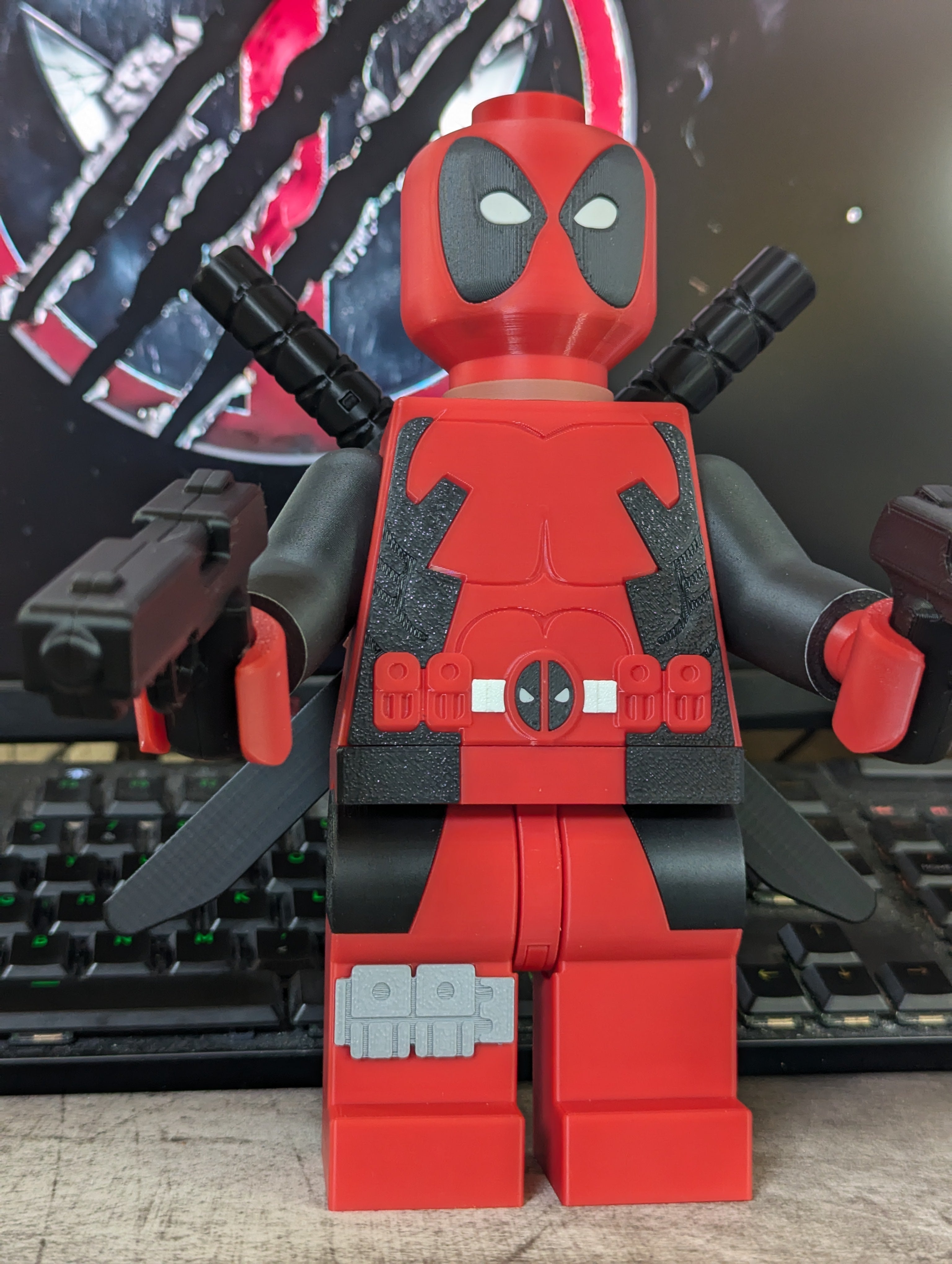 3D Printed Marvel Deadpool Large Scale 8.5"- 9.5" Minifigure