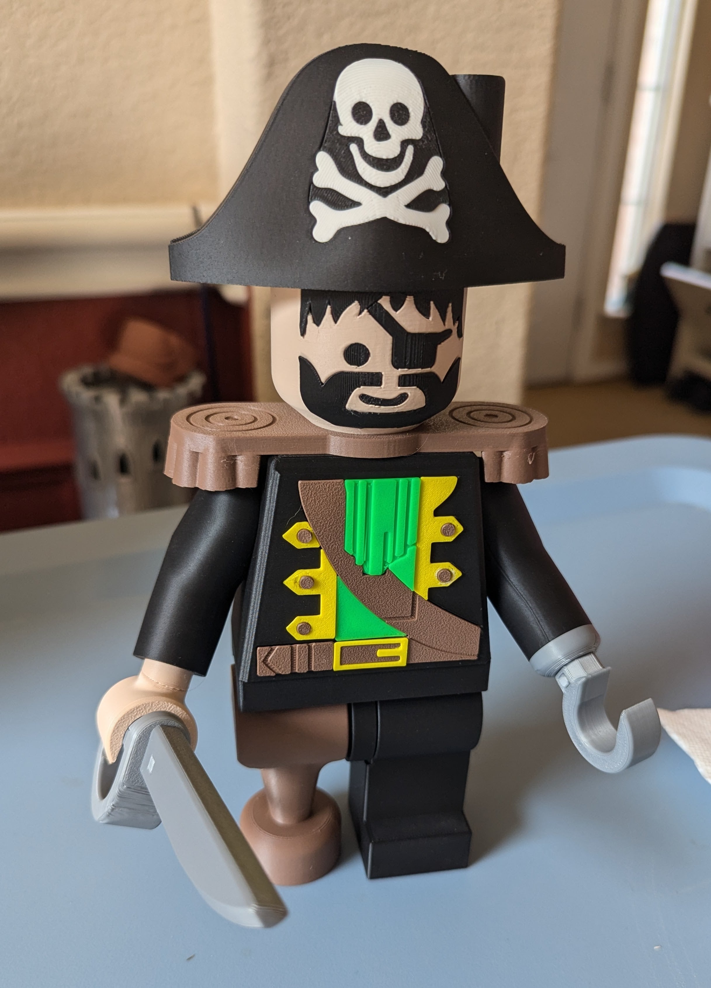 3D Printed Pirate Large Scale 8.5"- 9.5" Minifigure