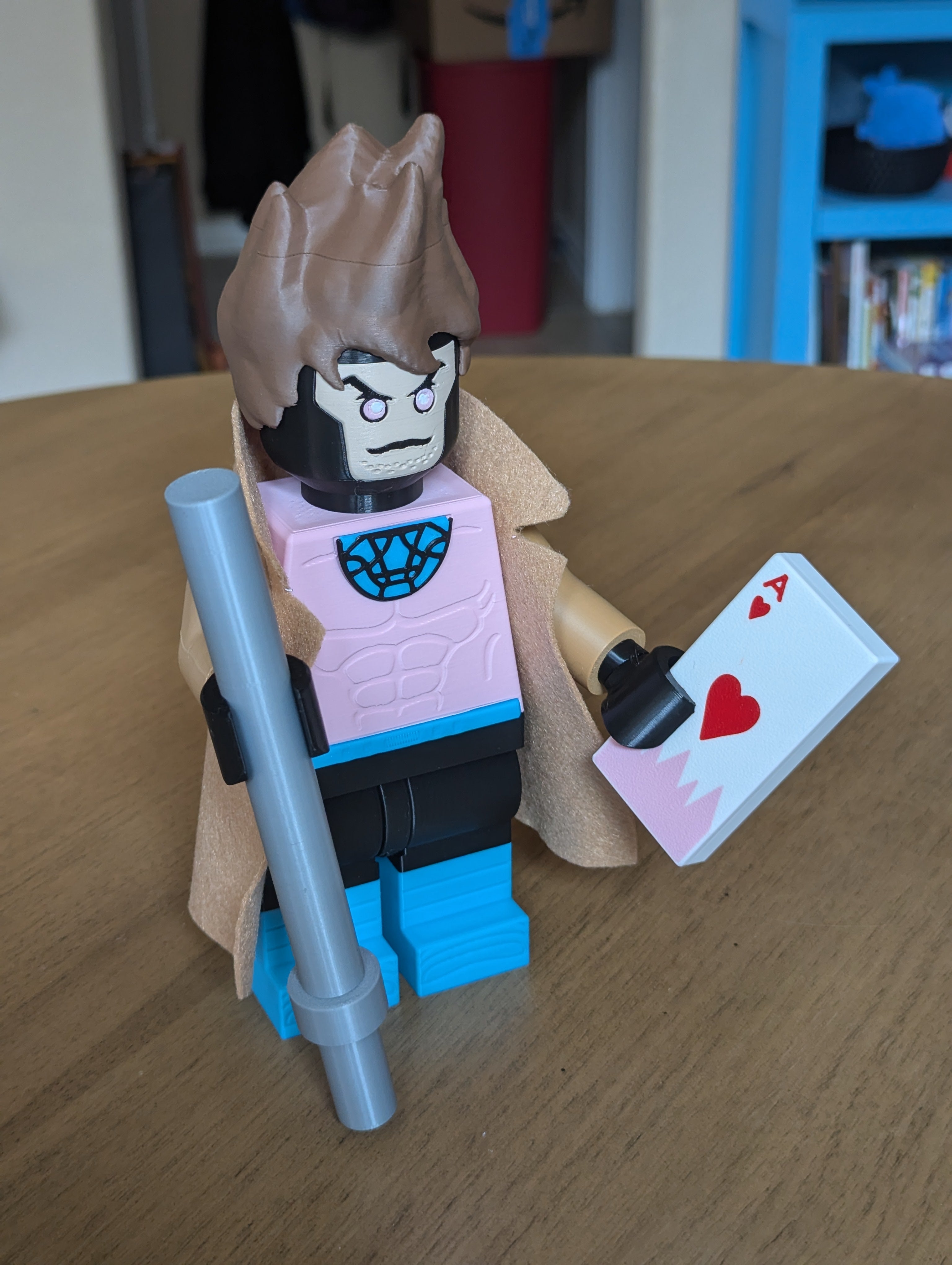 3D Printed Marvel Gambit Large Scale 8.5"- 9.5" Minifigure