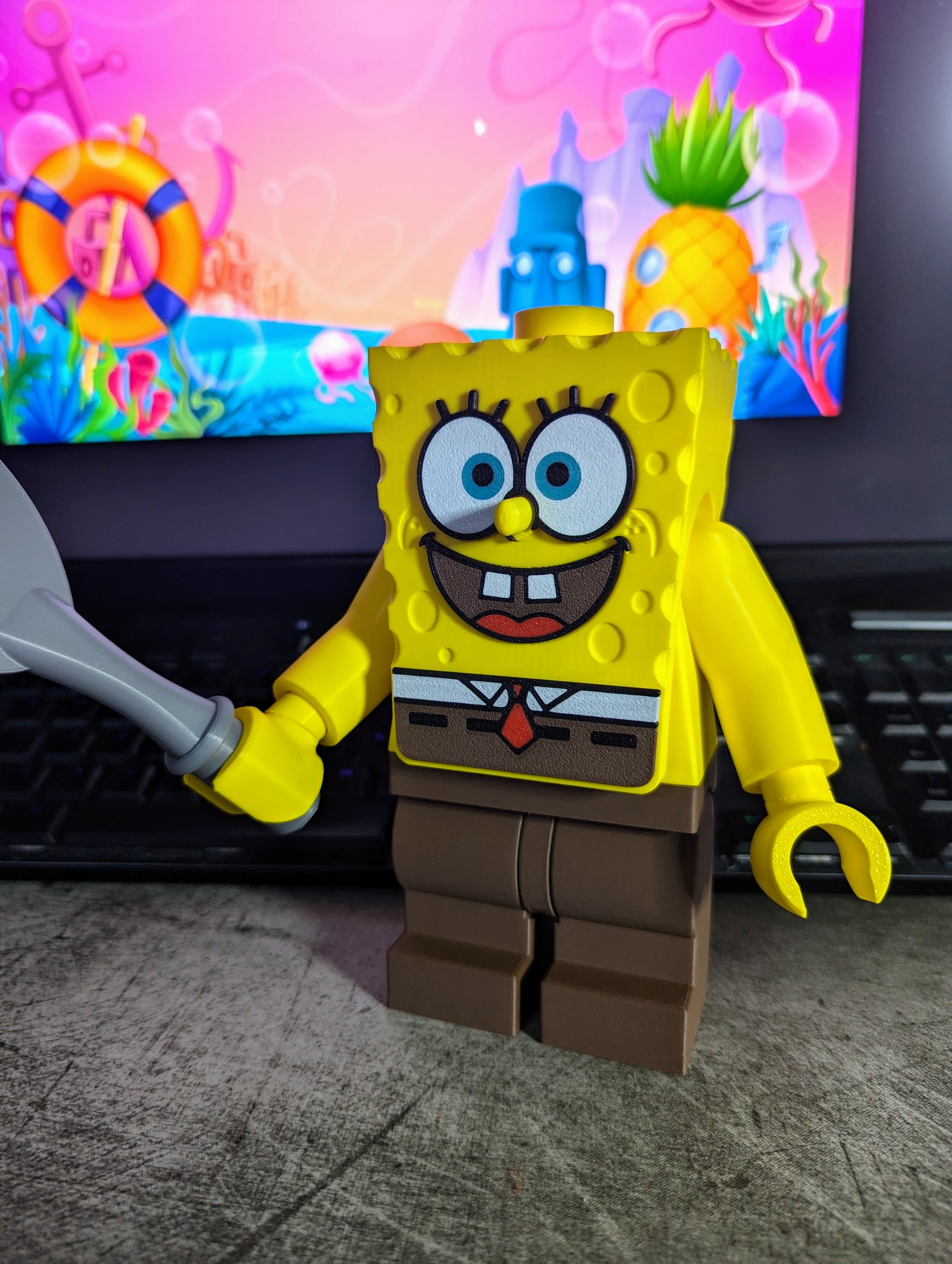 3D Printed Spongebob Squarepants Large Scale 8.5"- 9.5" Minifigure