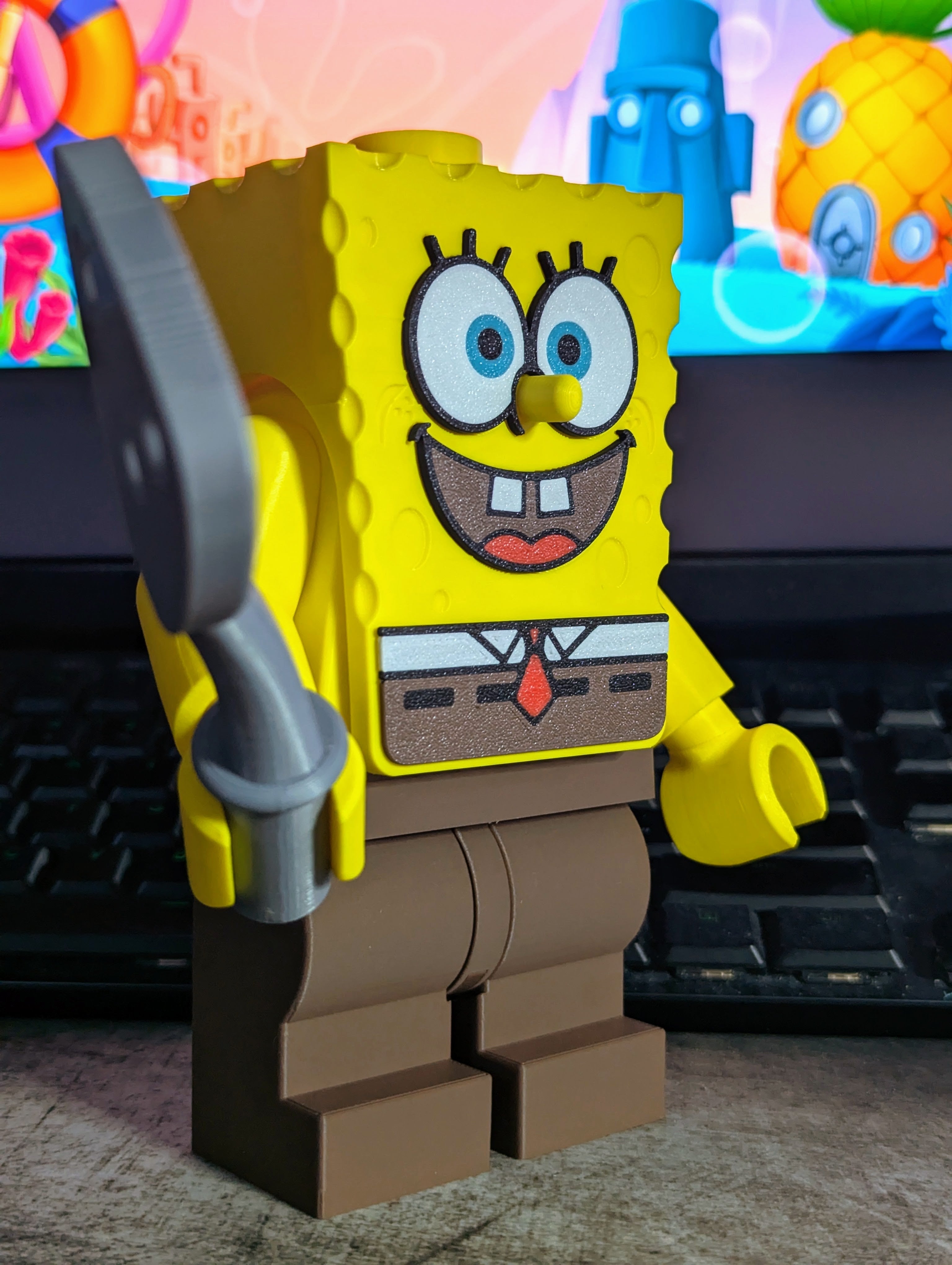 3D Printed Spongebob Squarepants Large Scale 8.5"- 9.5" Minifigure