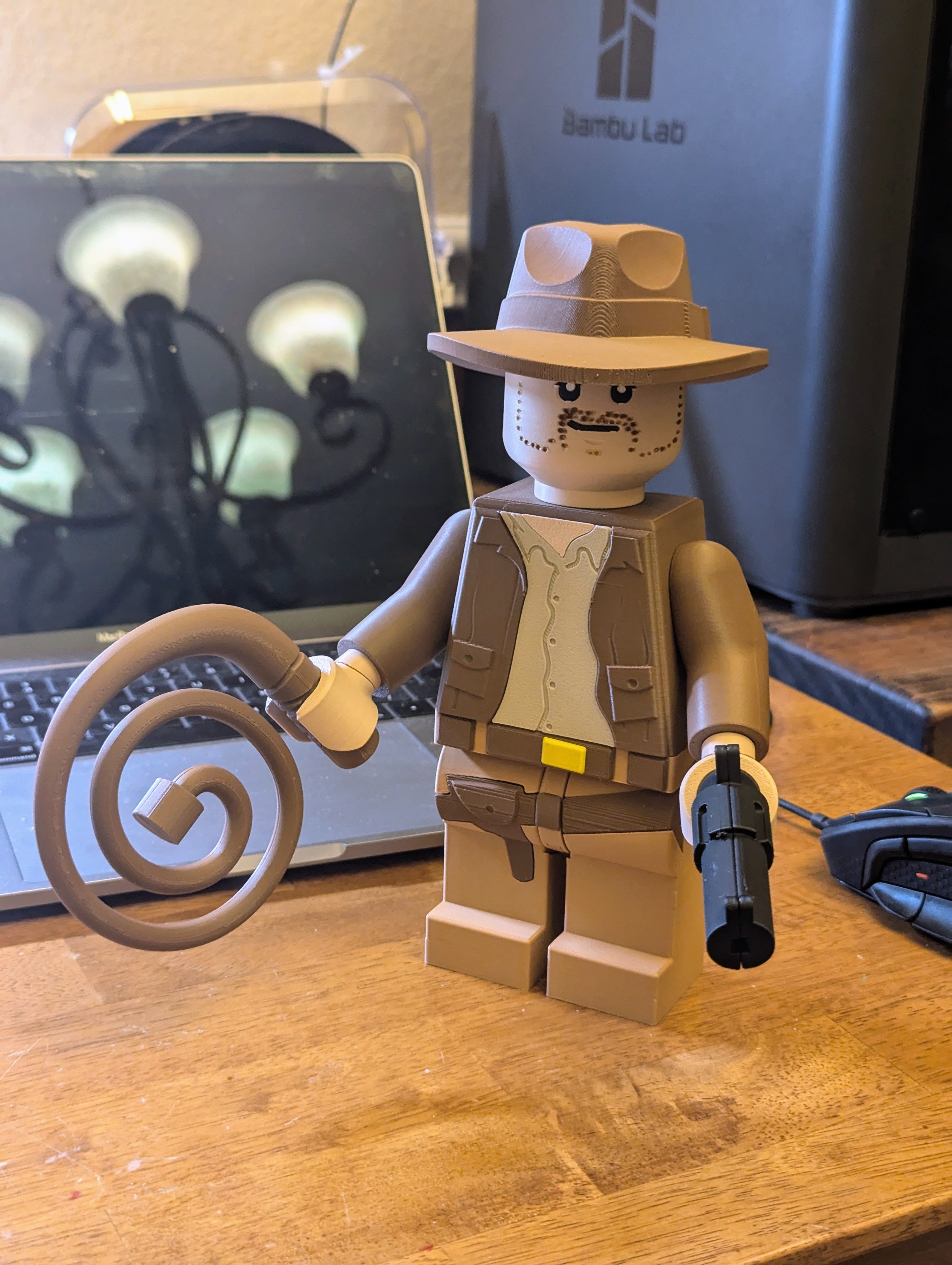 3D Printed Indiana Jones Large Scale 8.5"- 9.5" Minifigure